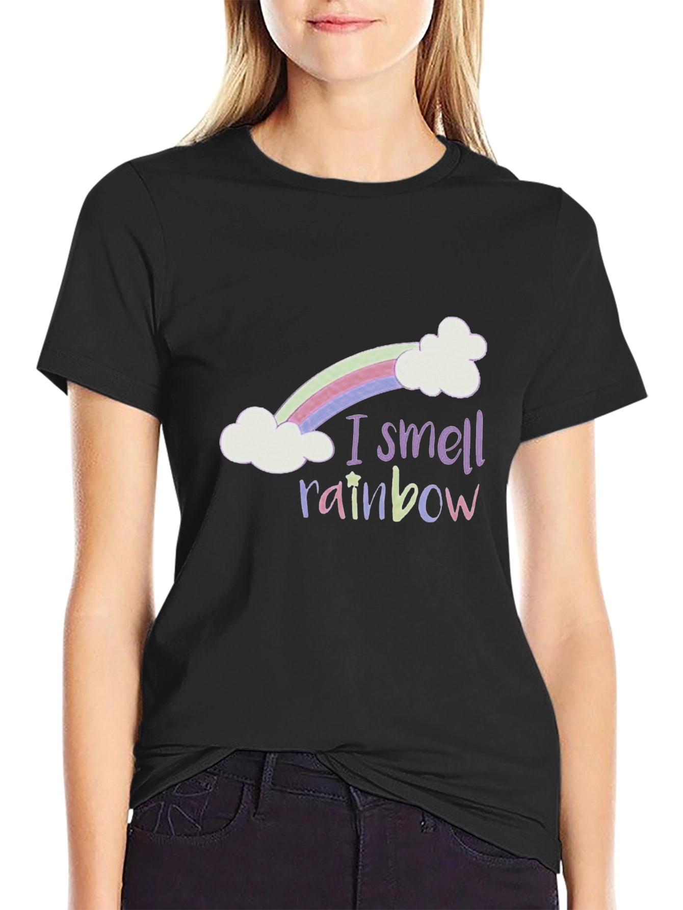 Black I Smell Rainbow T-Shirt Funny Graphic Tee view 2