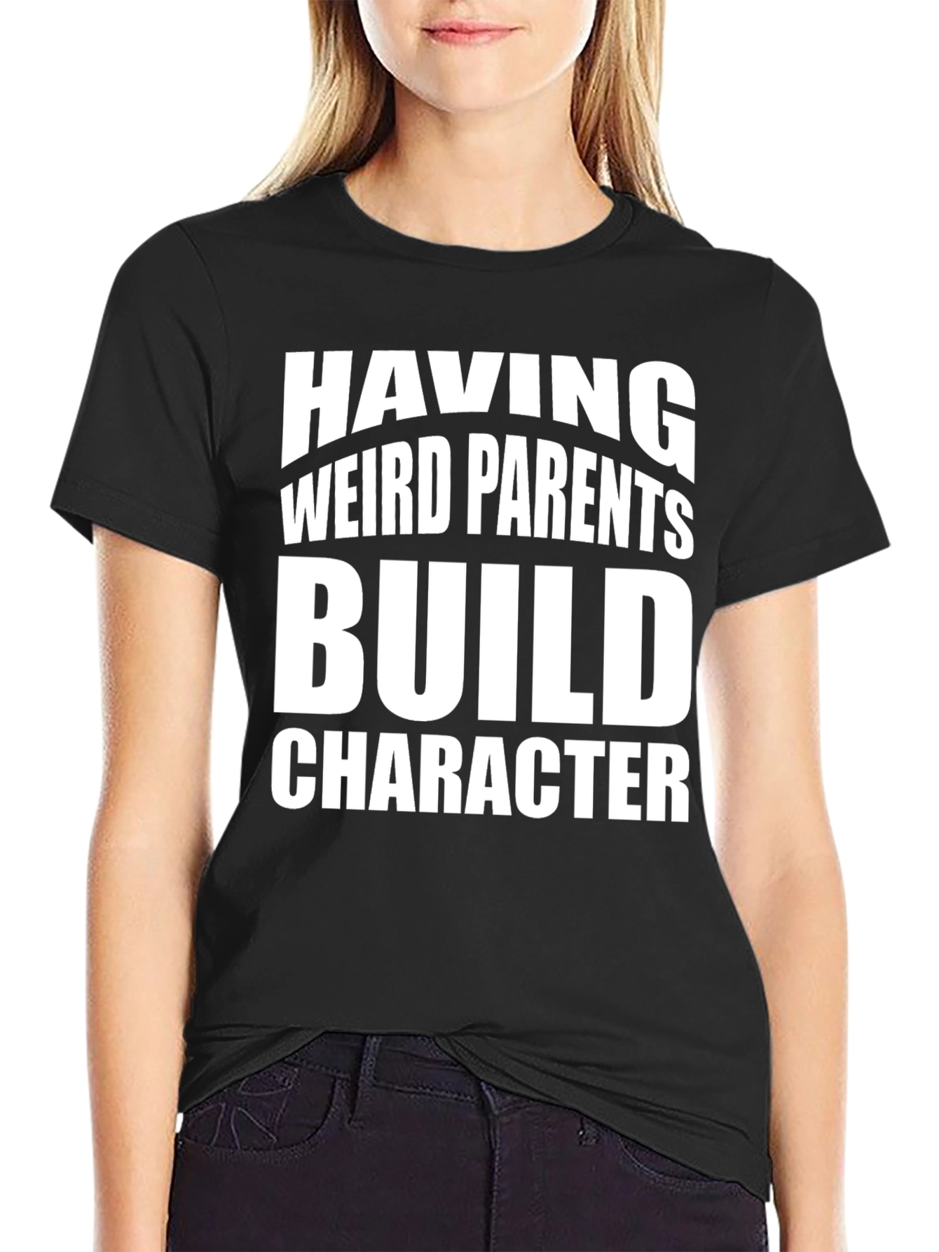 Black Weird Parents Build Character T-Shirt view 2