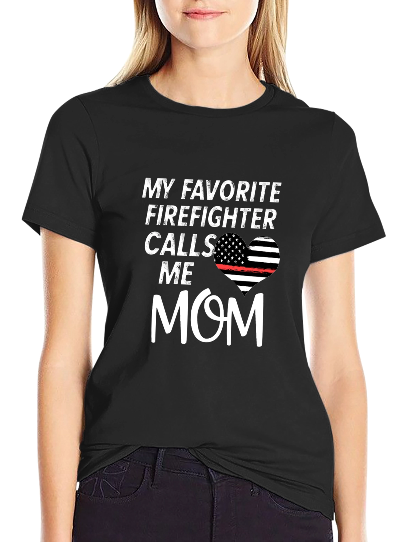Black Firefighter Mom T-Shirt - Show Your Pride! view 2