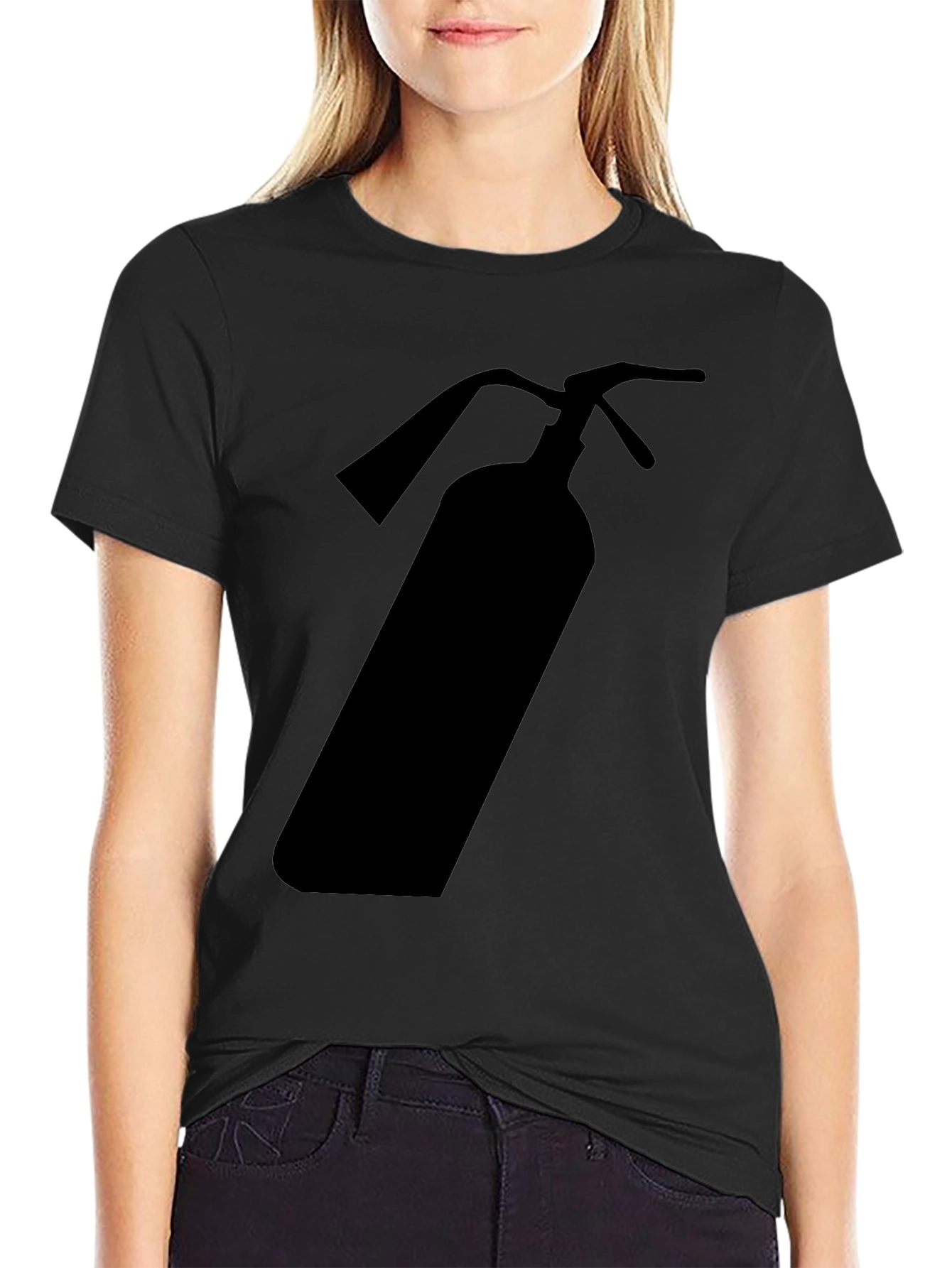 Black Fire Extinguisher Graphic Tee - Black Cotton T-Shirt view 2