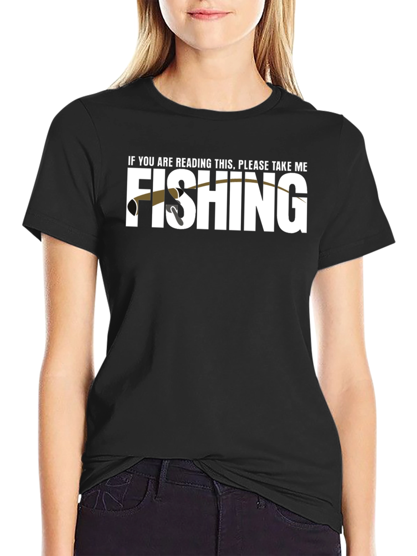 Black Funny Fishing T-Shirt - If You're Reading This, Take Me! view 2