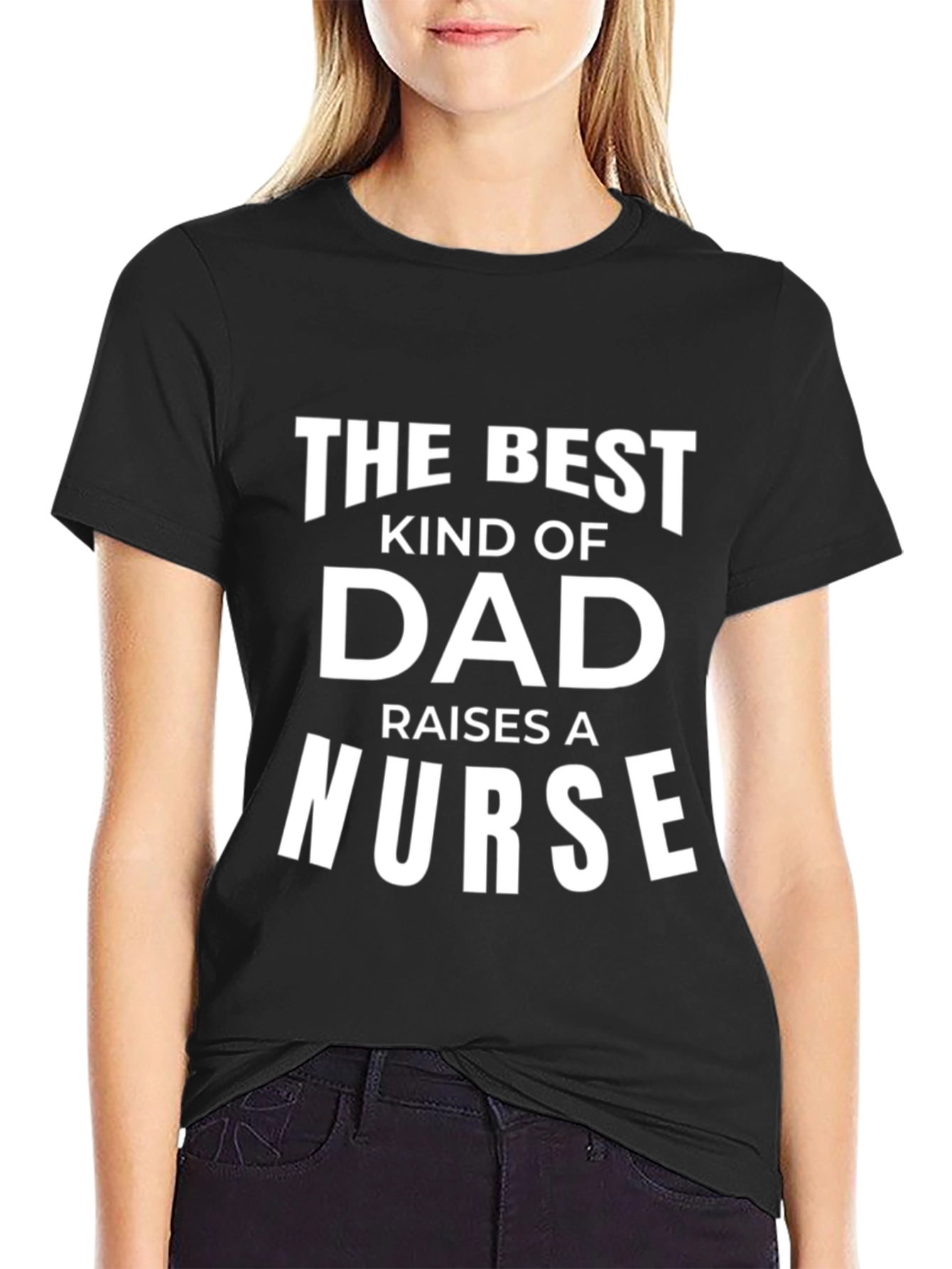 Black Best Dad Raises A Nurse Black T-Shirt view 2