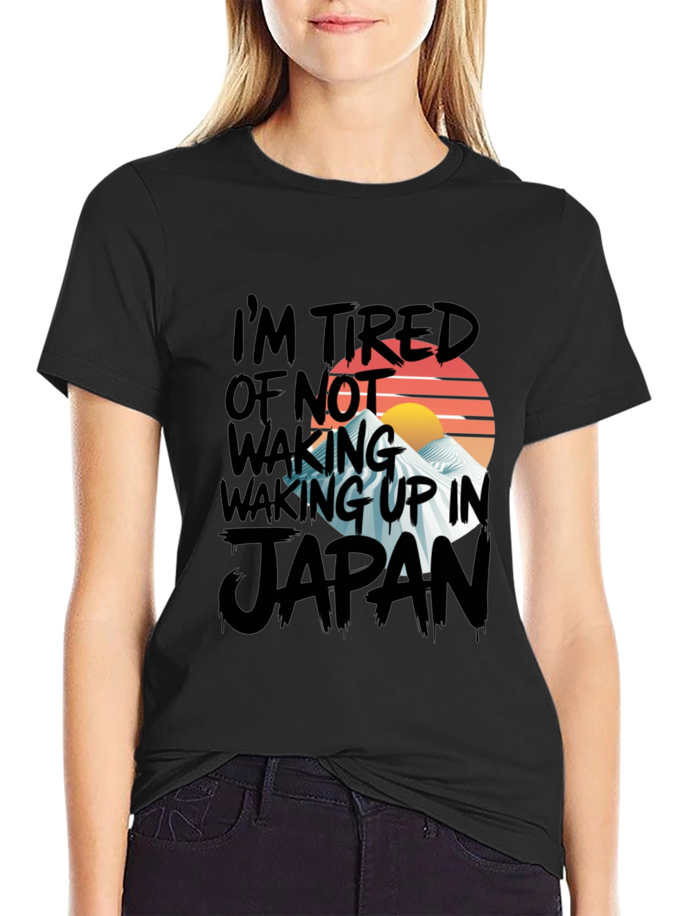 Black Japan Graphic Tee - I'm Tired of Not Waking Up view 2
