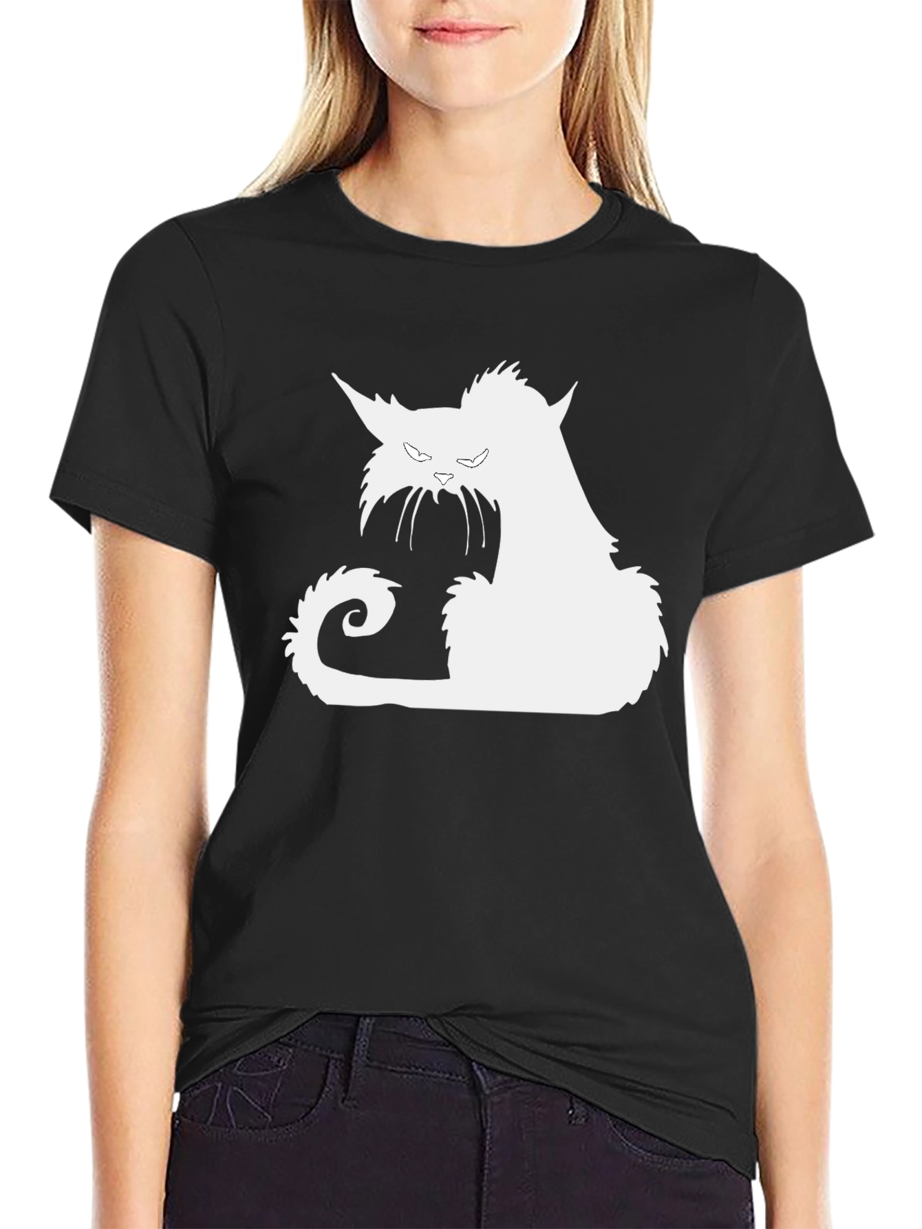Black Black Cat Silhouette Graphic Tee view 2