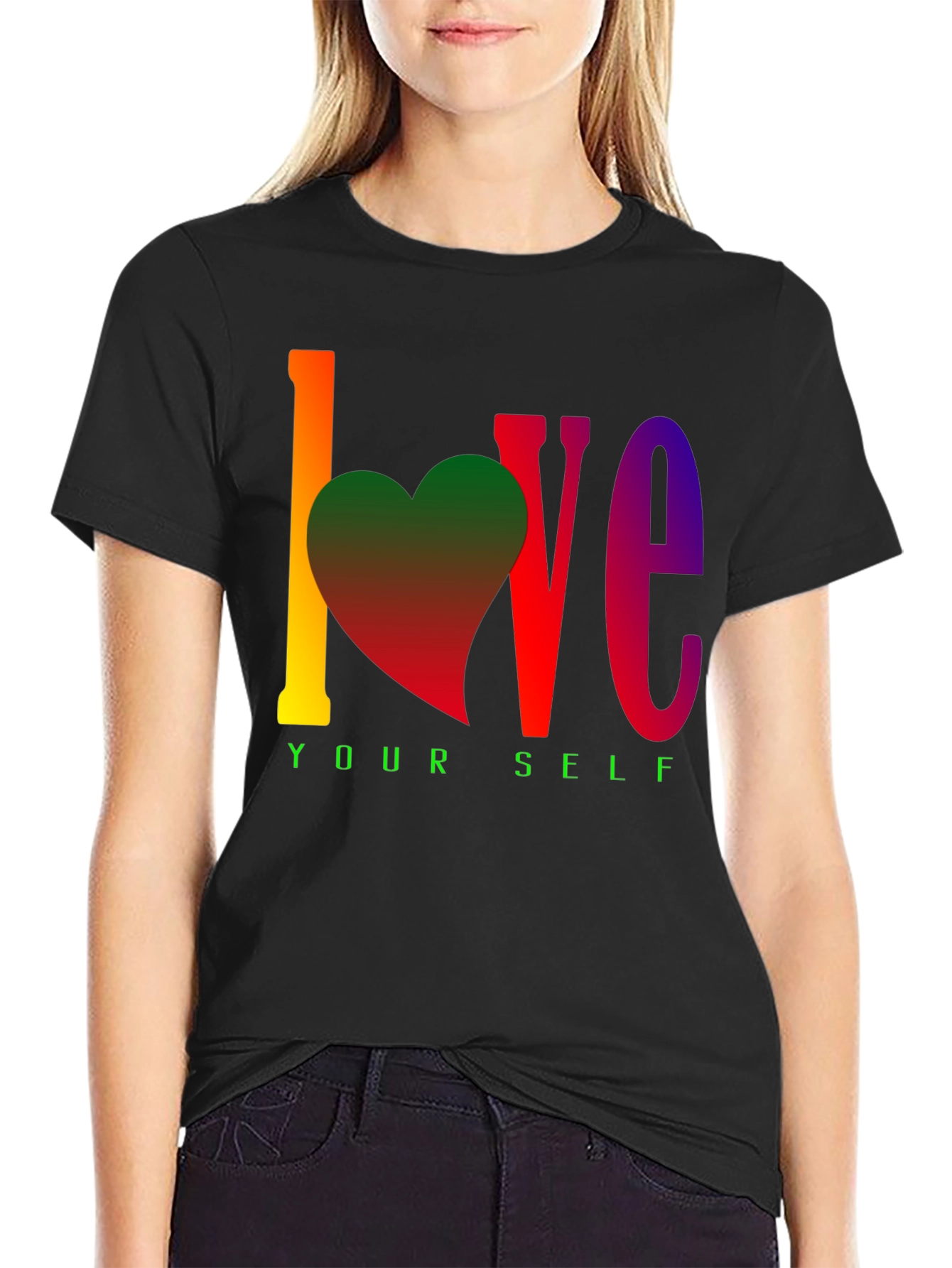 Black Love Yourself Rainbow Graphic Tee view 2