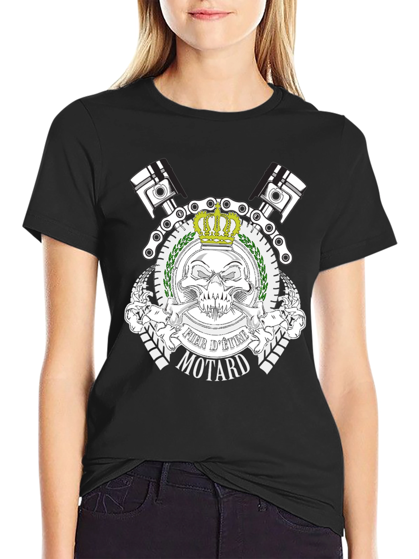 Black Fier d'Etre Motard Black T-Shirt view 2