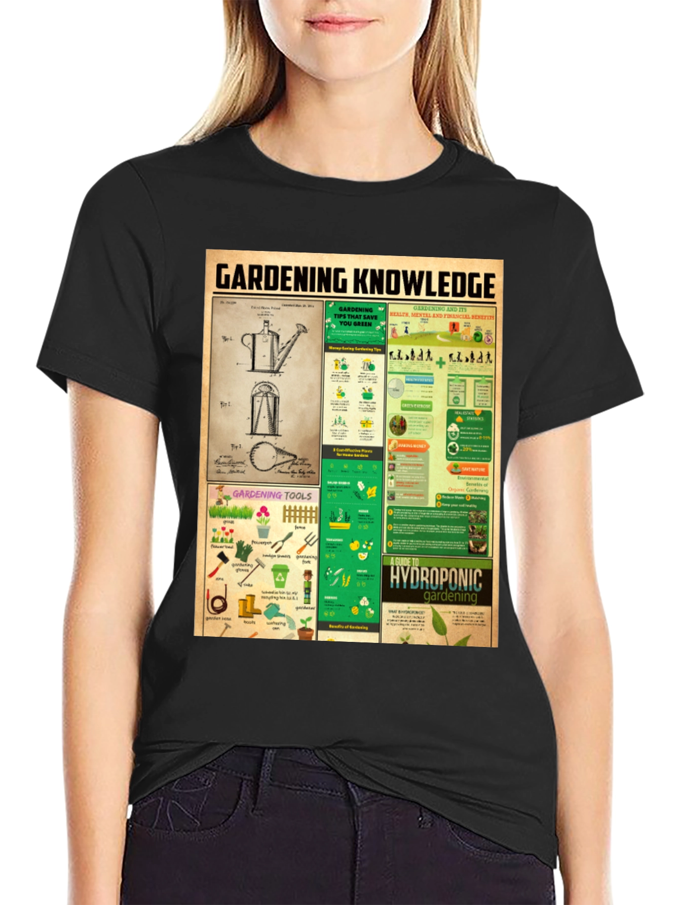 Black Gardening Knowledge T-Shirt view 2