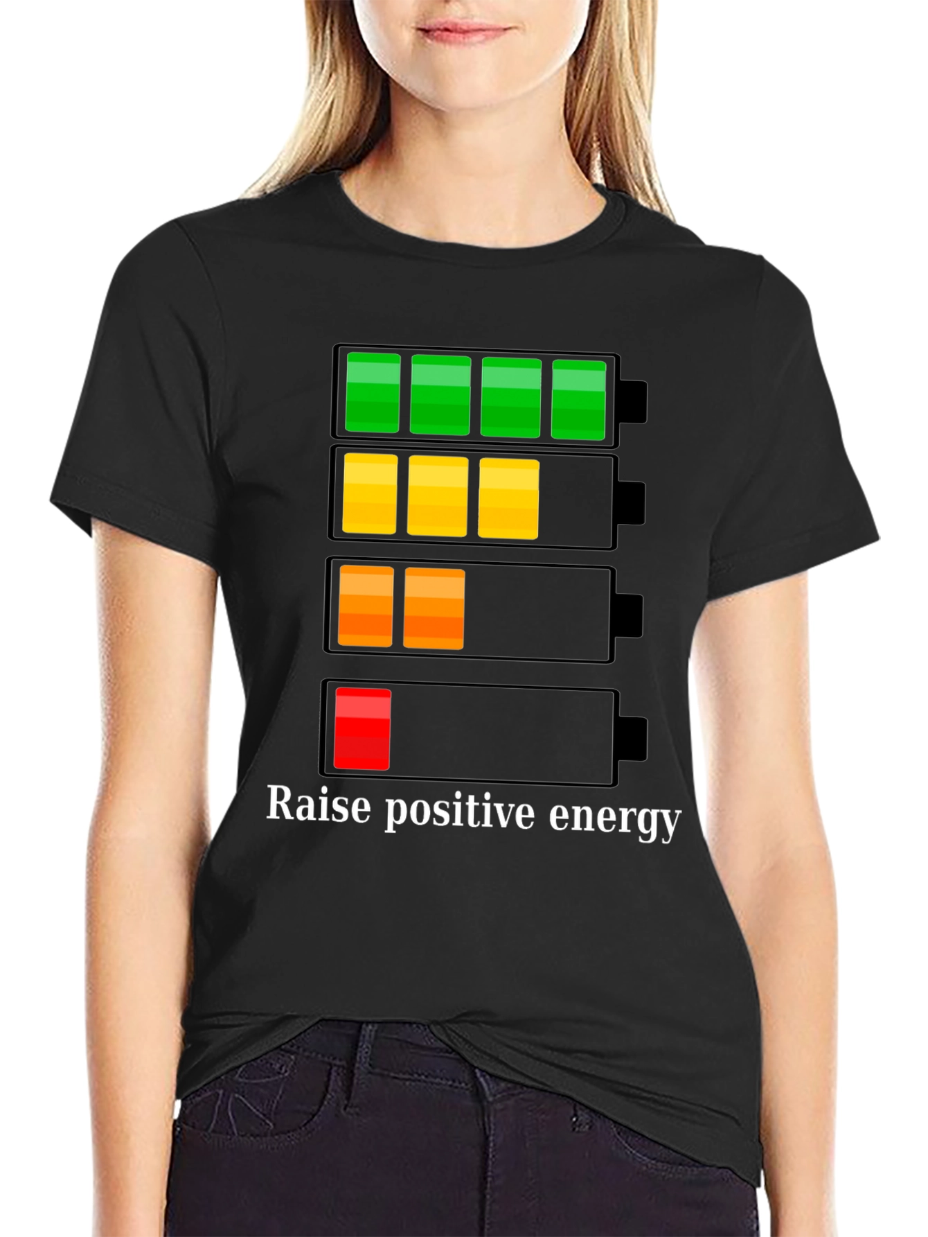 Black Raise Positive Energy T-Shirt - Battery Level Graphic view 2