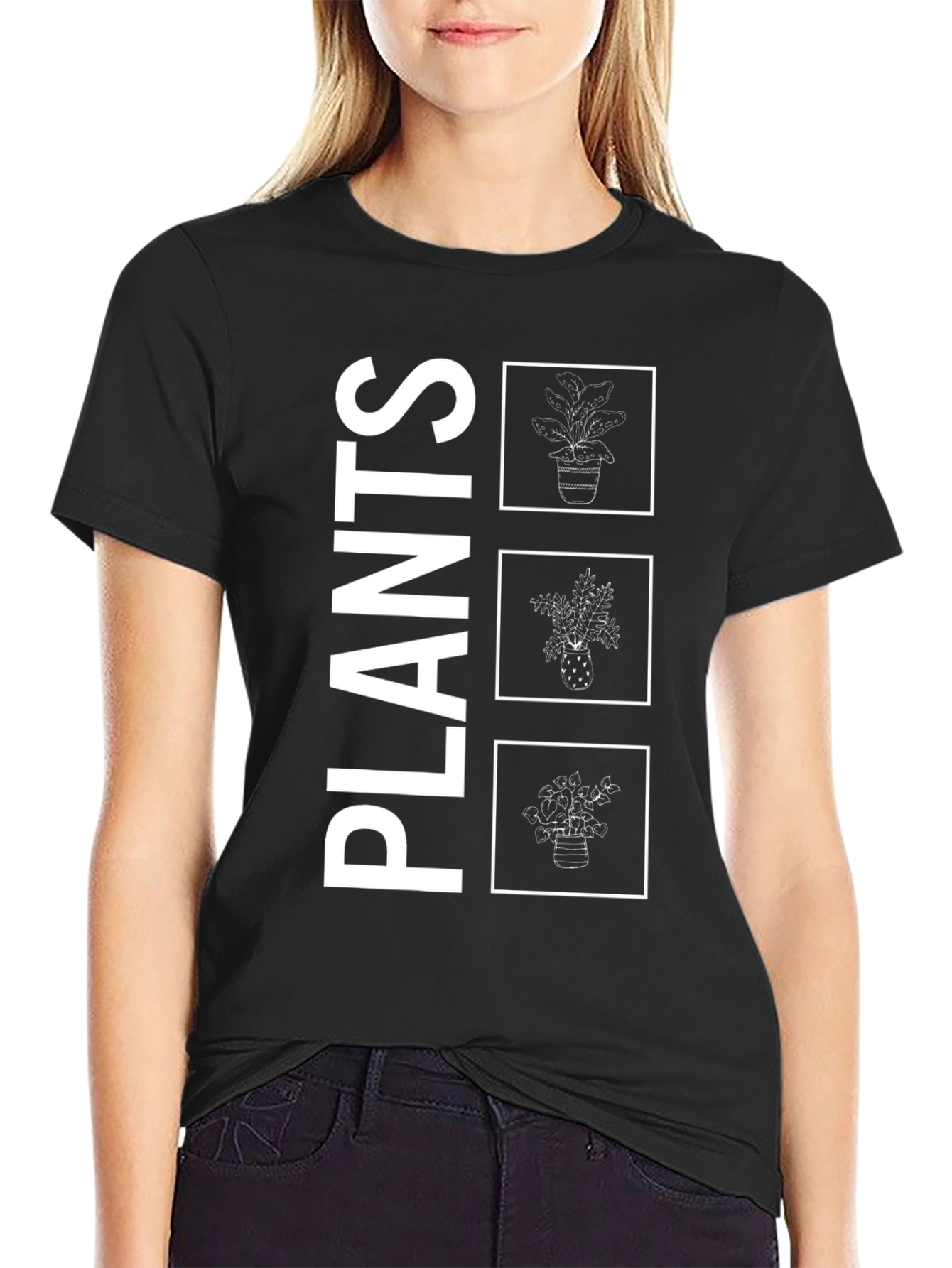 Black Plants Graphic Tee - Black view 2