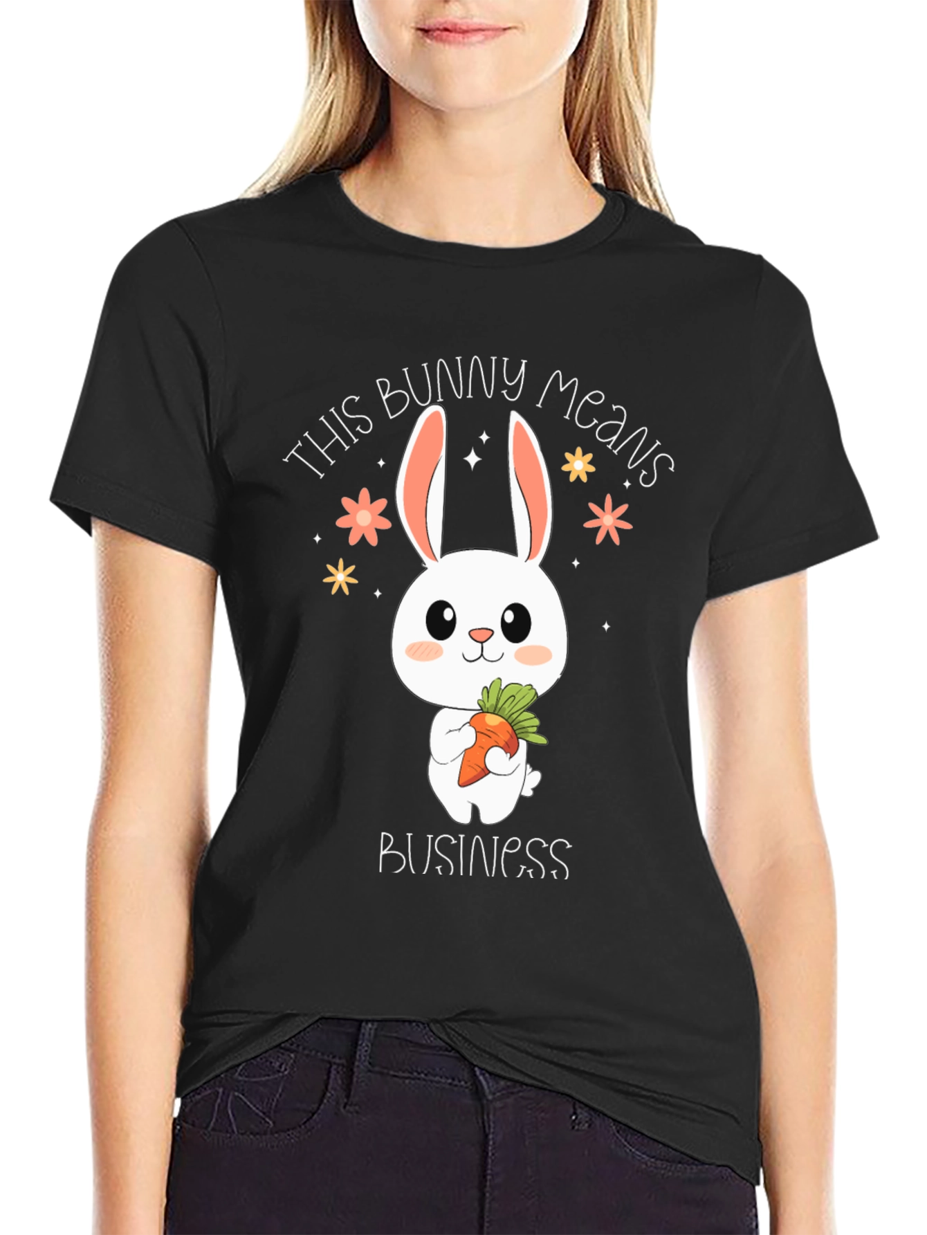 Black Bunny Business Graphic Tee - Cute Easter Shirt view 2