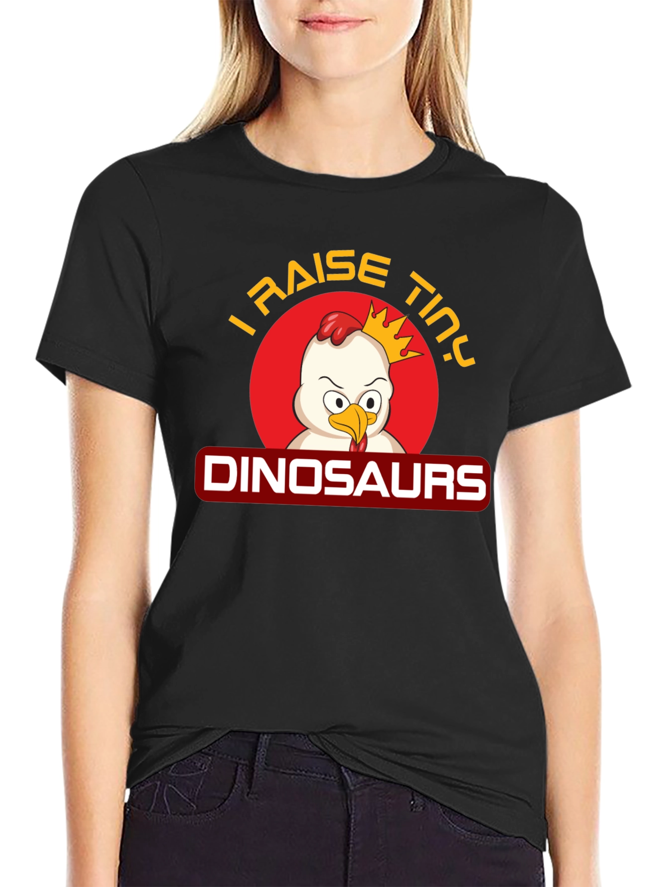 Black I Raise Tiny Dinosaurs Black T-Shirt view 2