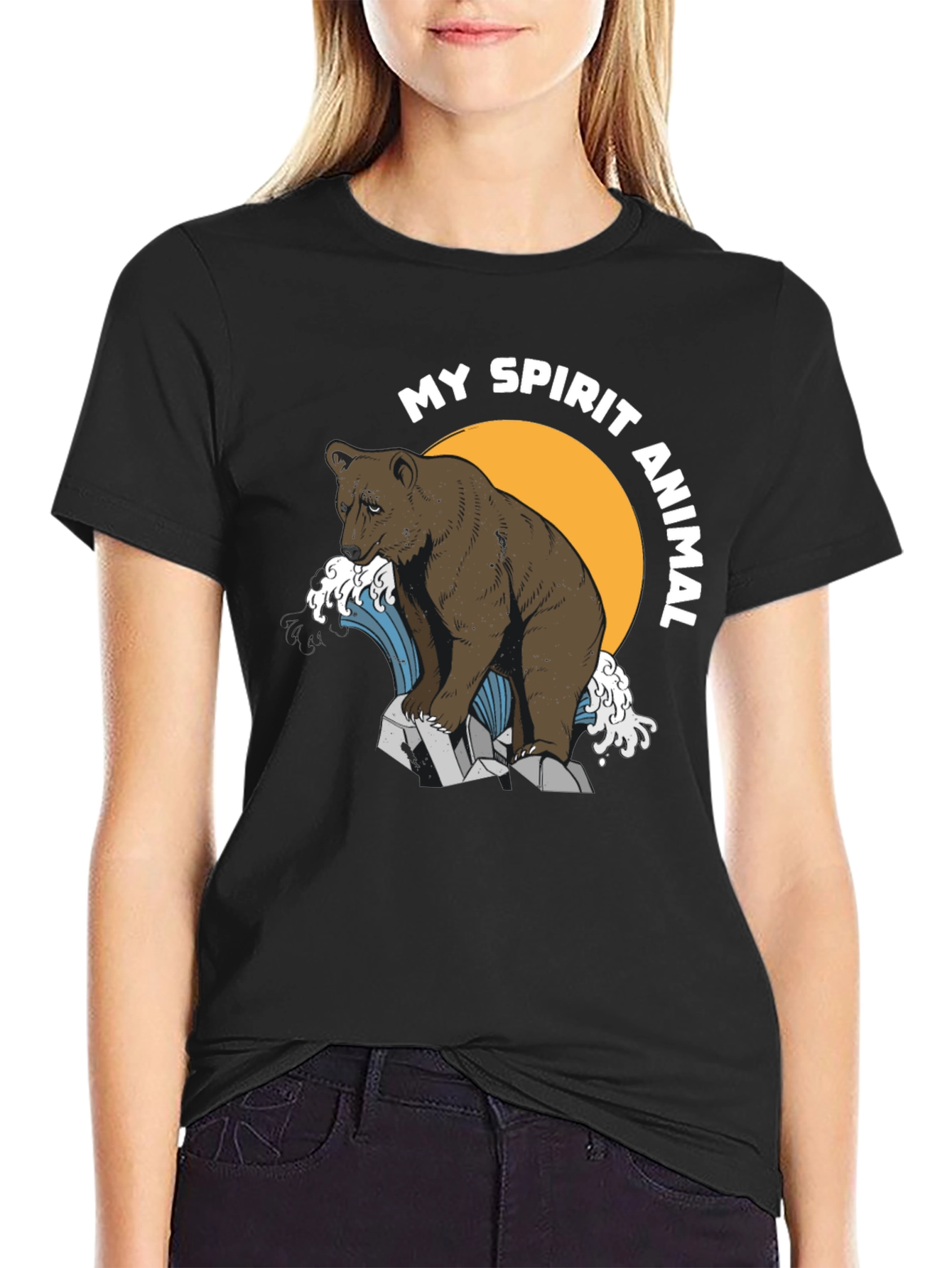 Black Bear Spirit Animal Graphic T-Shirt view 2