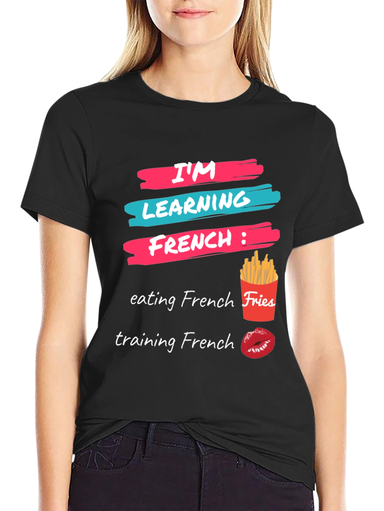 Black I'm Learning French T-Shirt view 2