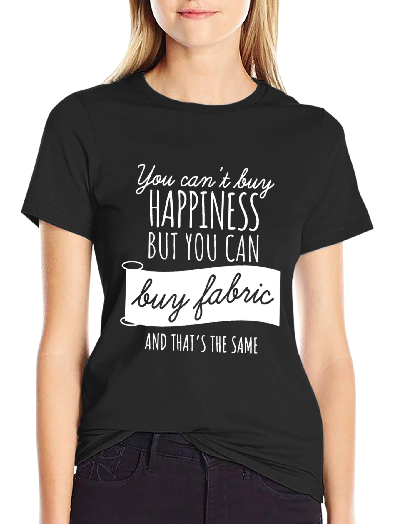 Black Happiness Buy Fabric Graphic T-Shirt view 2
