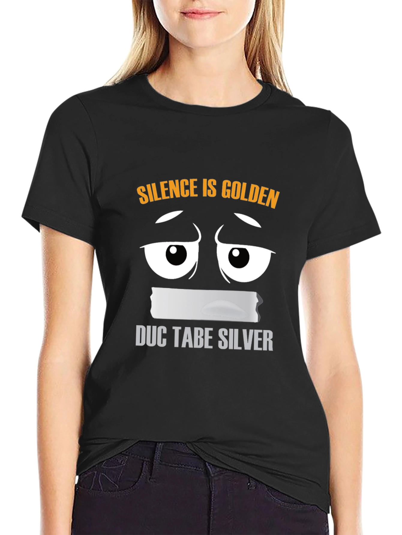 Black Silence is Golden Funny Graphic Tee view 2