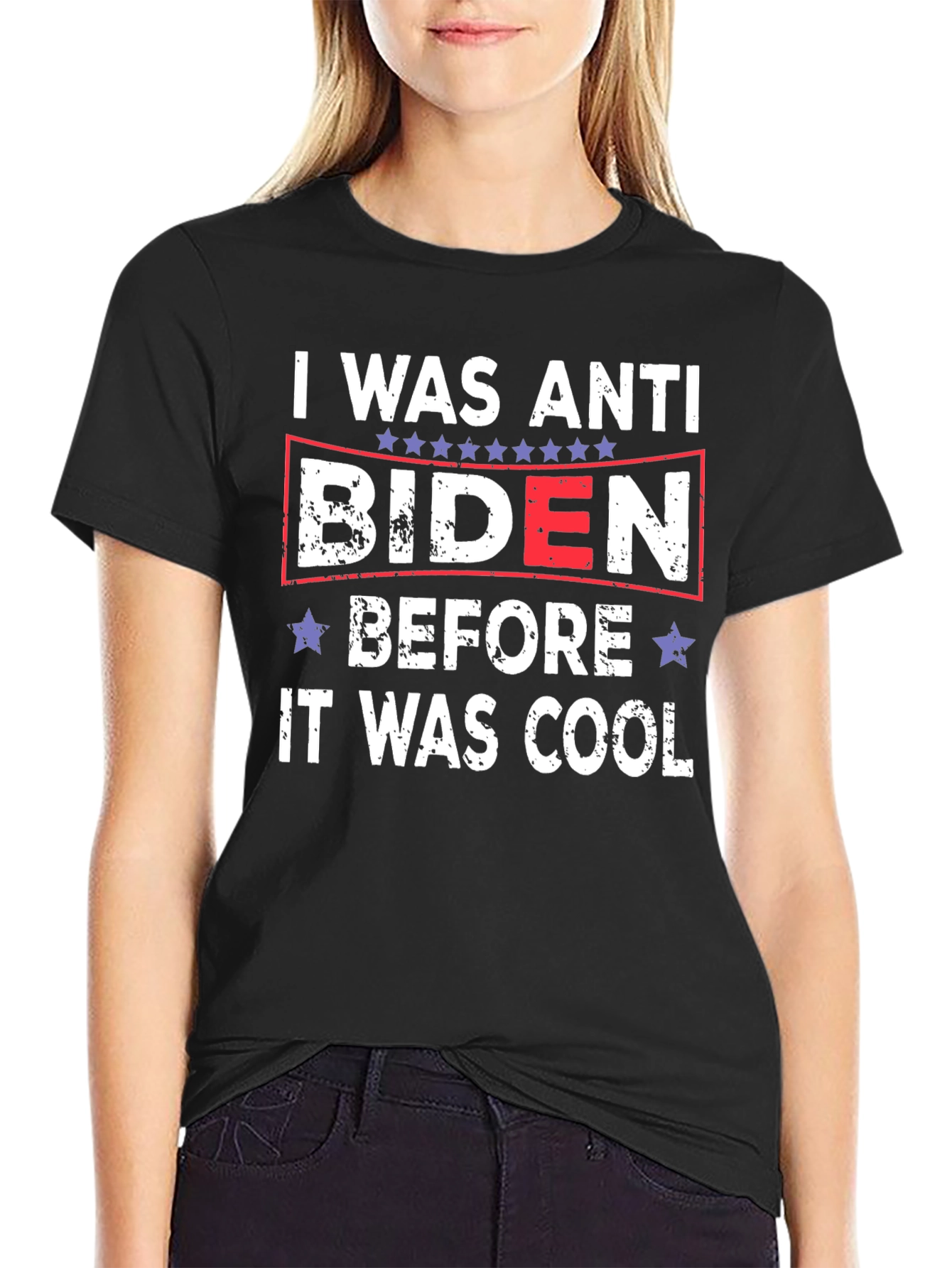 Black Anti Biden Political Slogan Graphic T-Shirt view 2