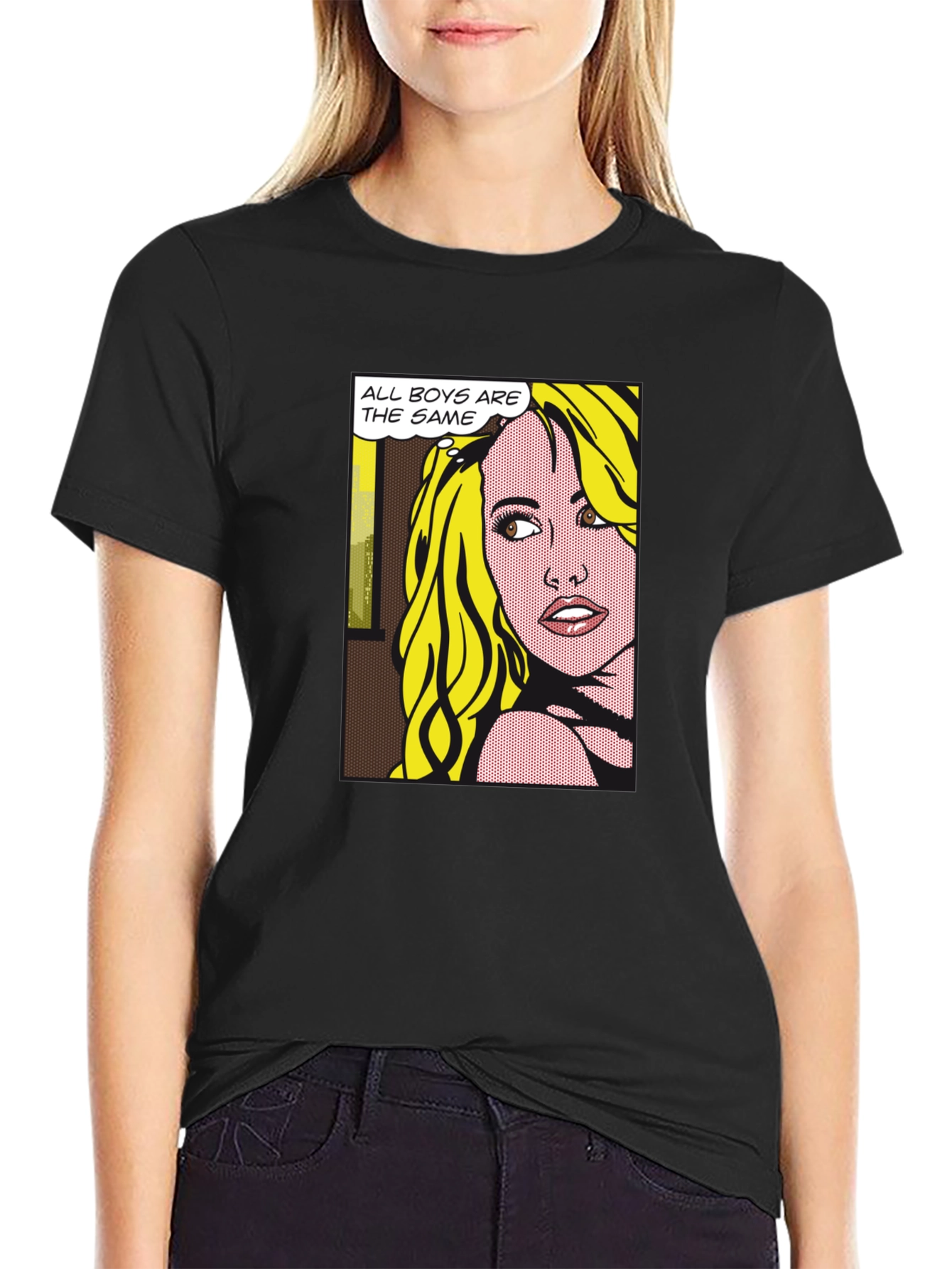 Black Pop Art Graphic T-Shirt - All Boys Are The Same view 2