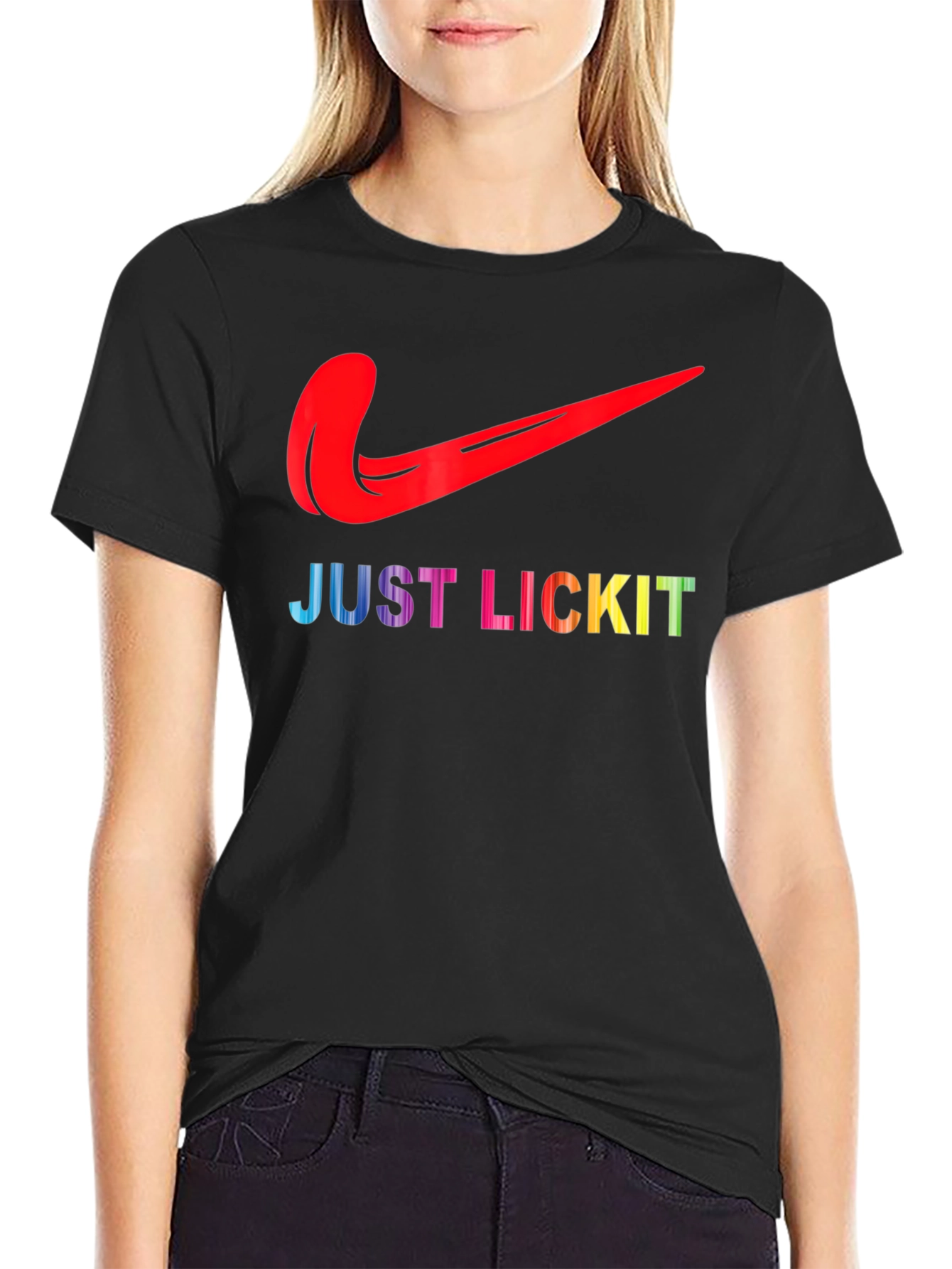 Black Just Lick It Tongue Logo Graphic Tee view 2