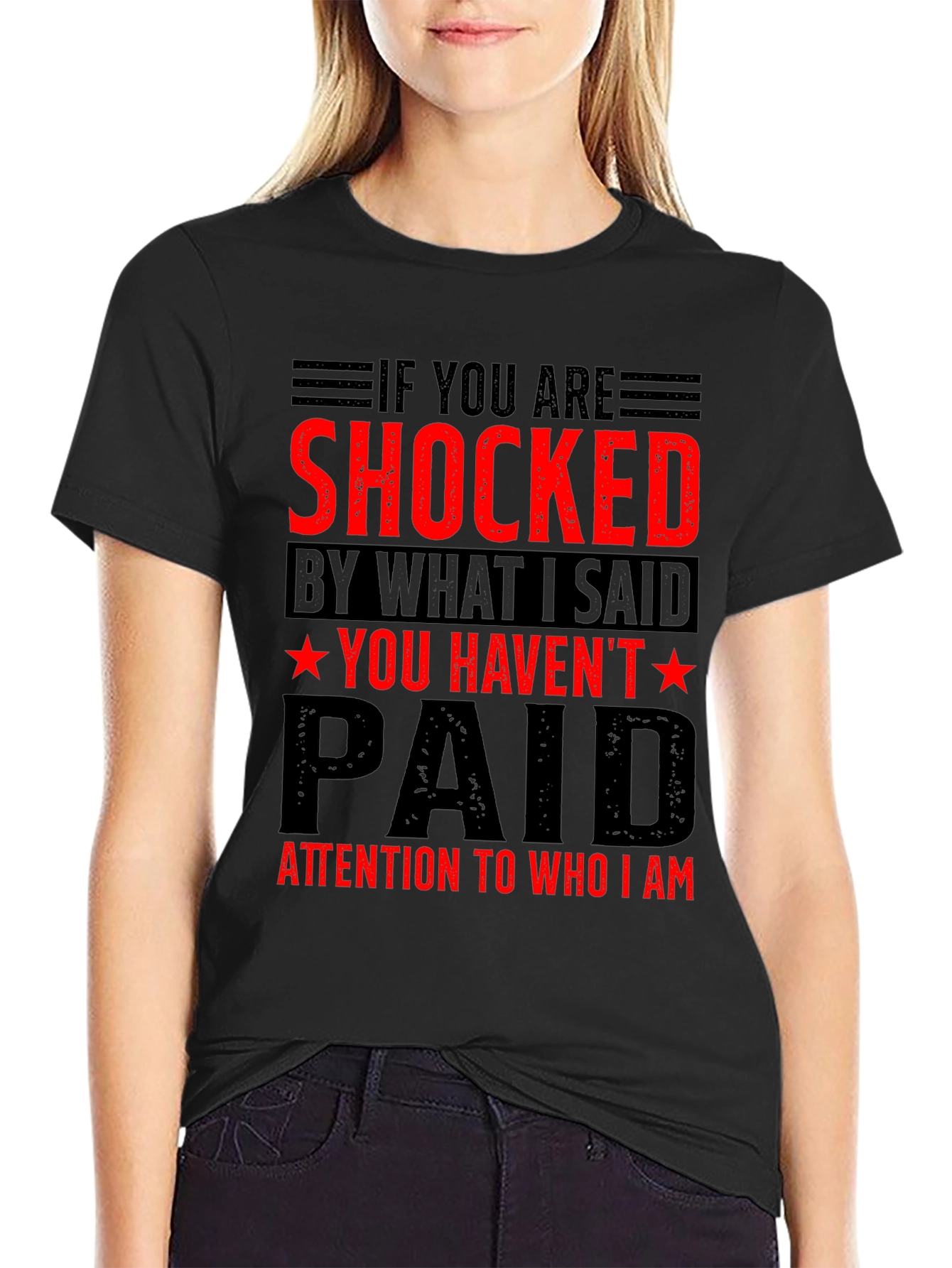 Black Shocked T-Shirt - Bold Statement Tee view 2