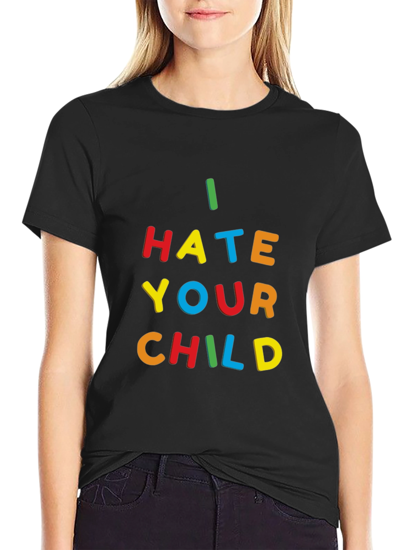 Black I Hate Your Child T-Shirt - Bold Statement Tee view 2