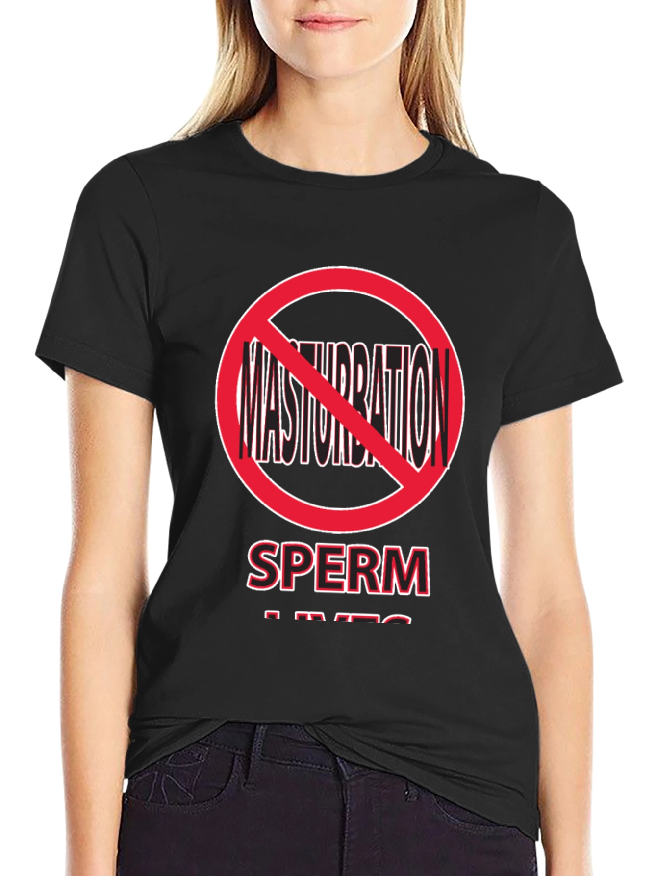 Black Sperm Lives Novelty T-Shirt - Funny Graphic Tee view 2