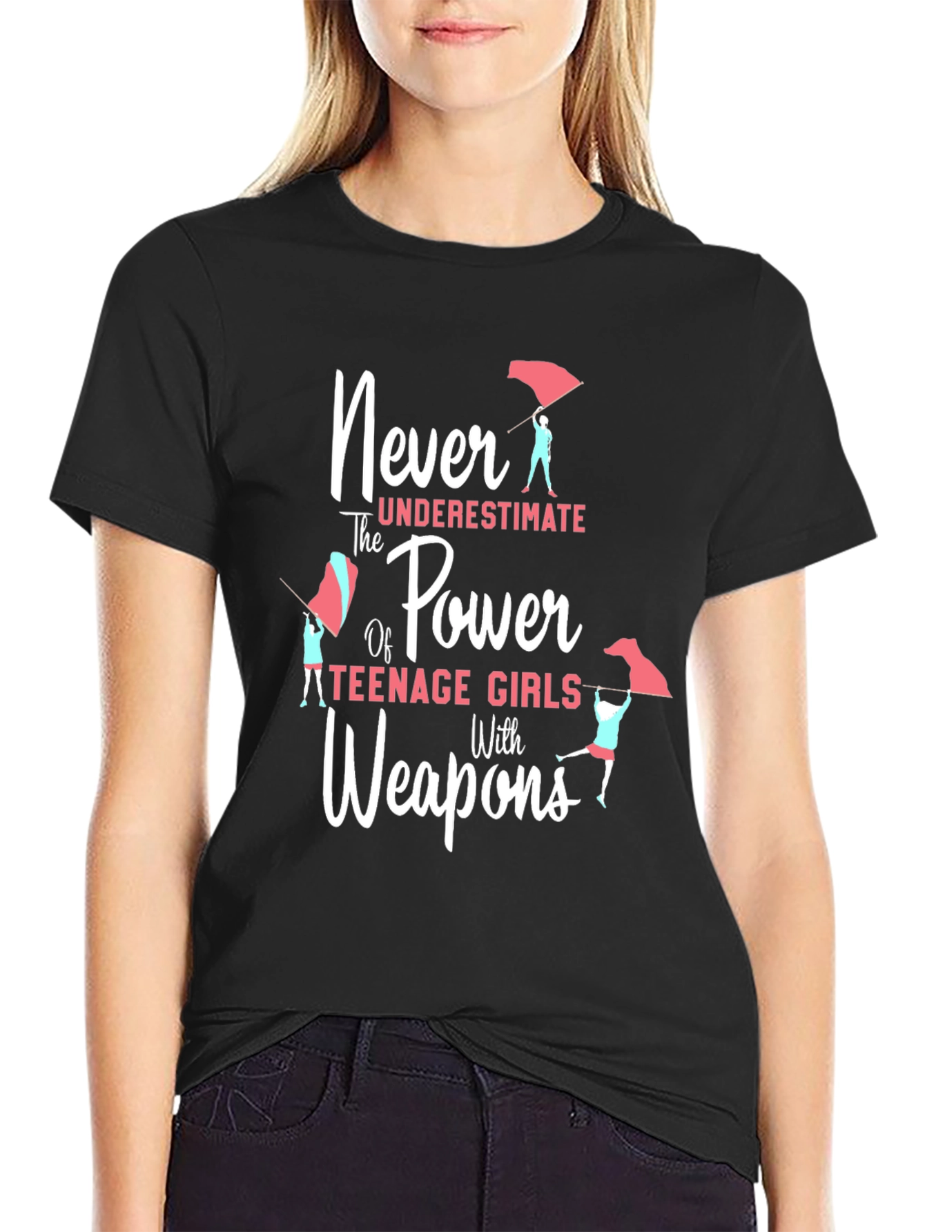 Black Never Underestimate Teenage Girls With Weapons T-Shirt view 2