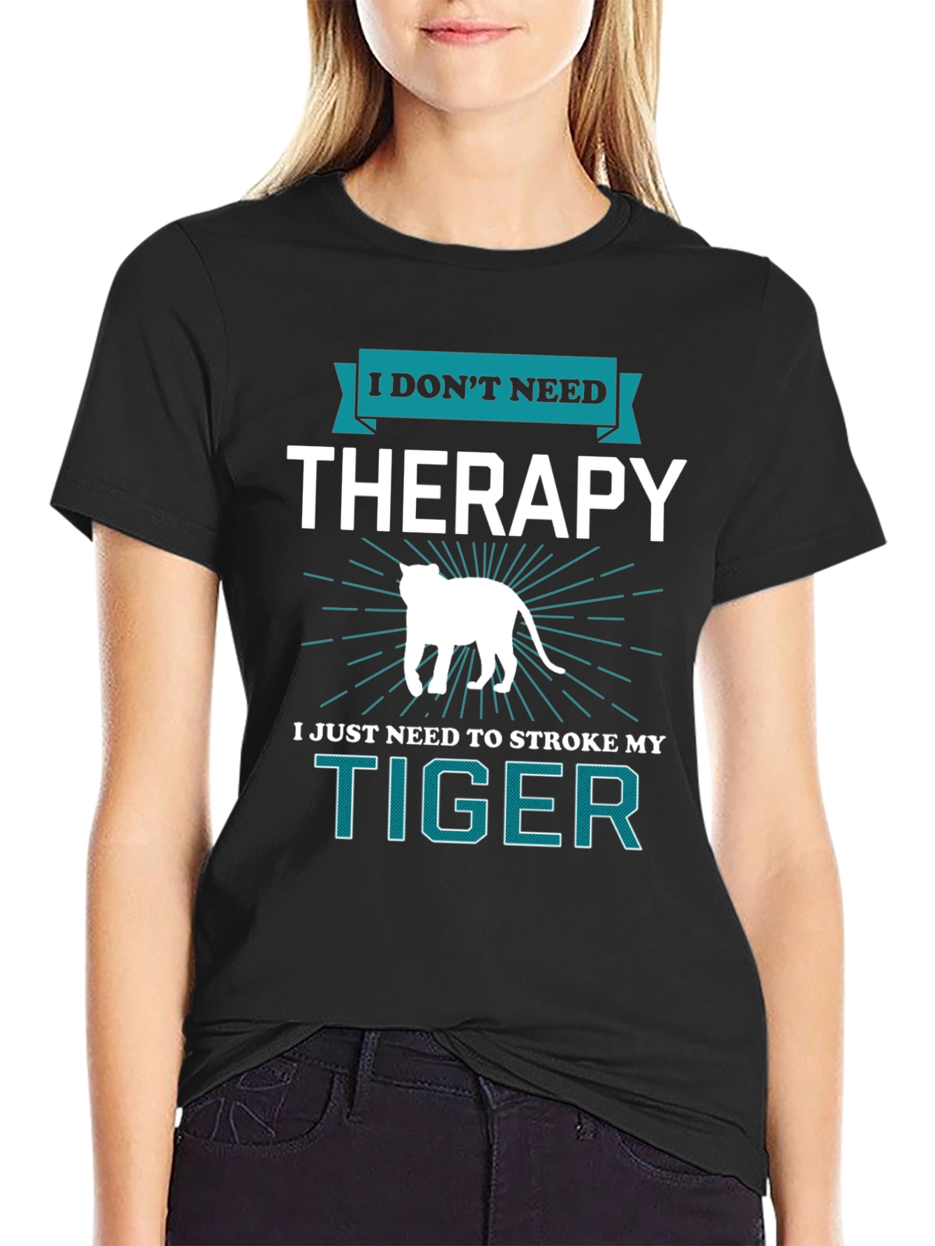 Black I Don't Need Therapy Tiger Graphic Tee view 2