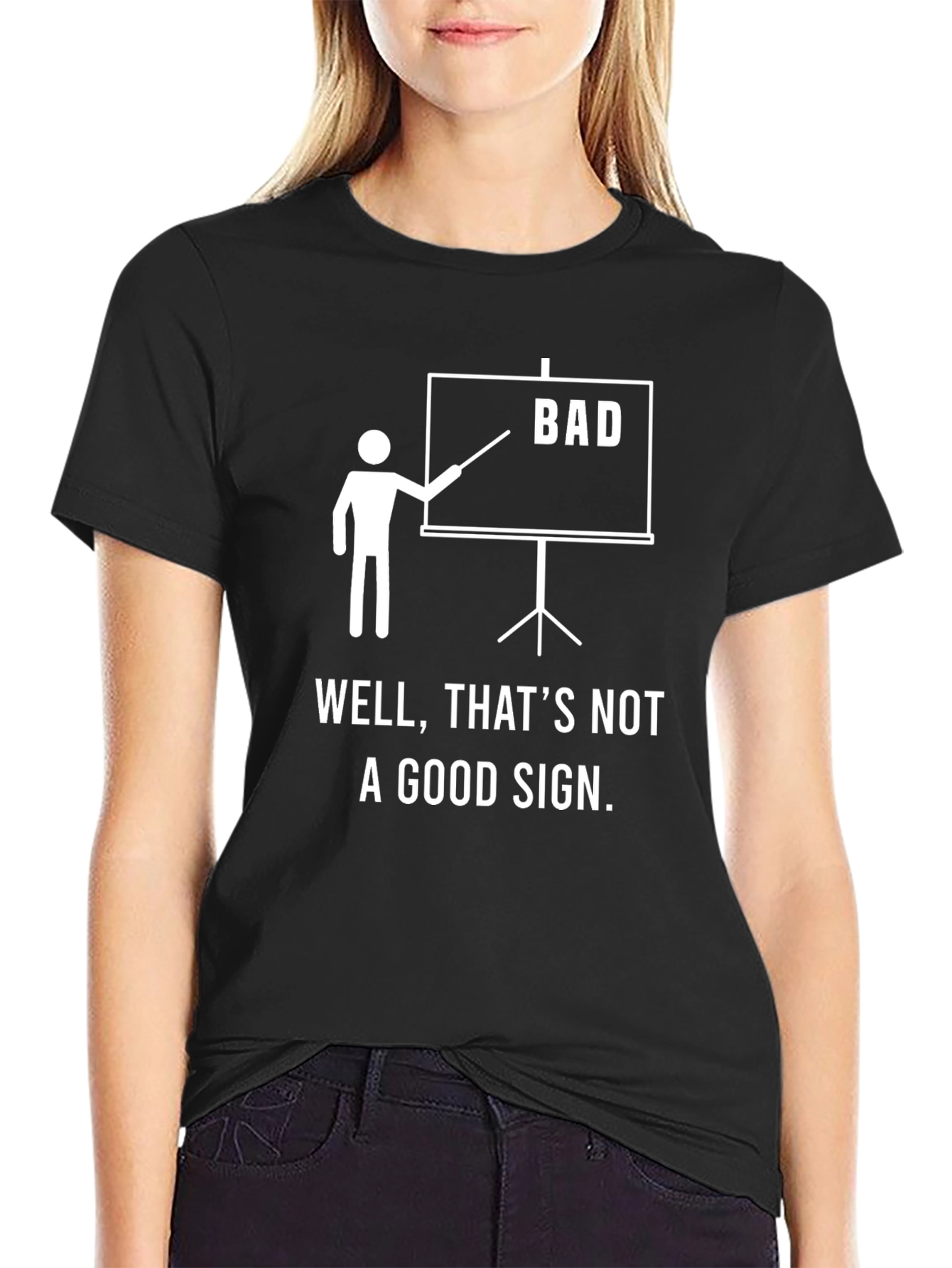 Black Bad Sign T-Shirt - Funny Graphic Tee for Men view 2