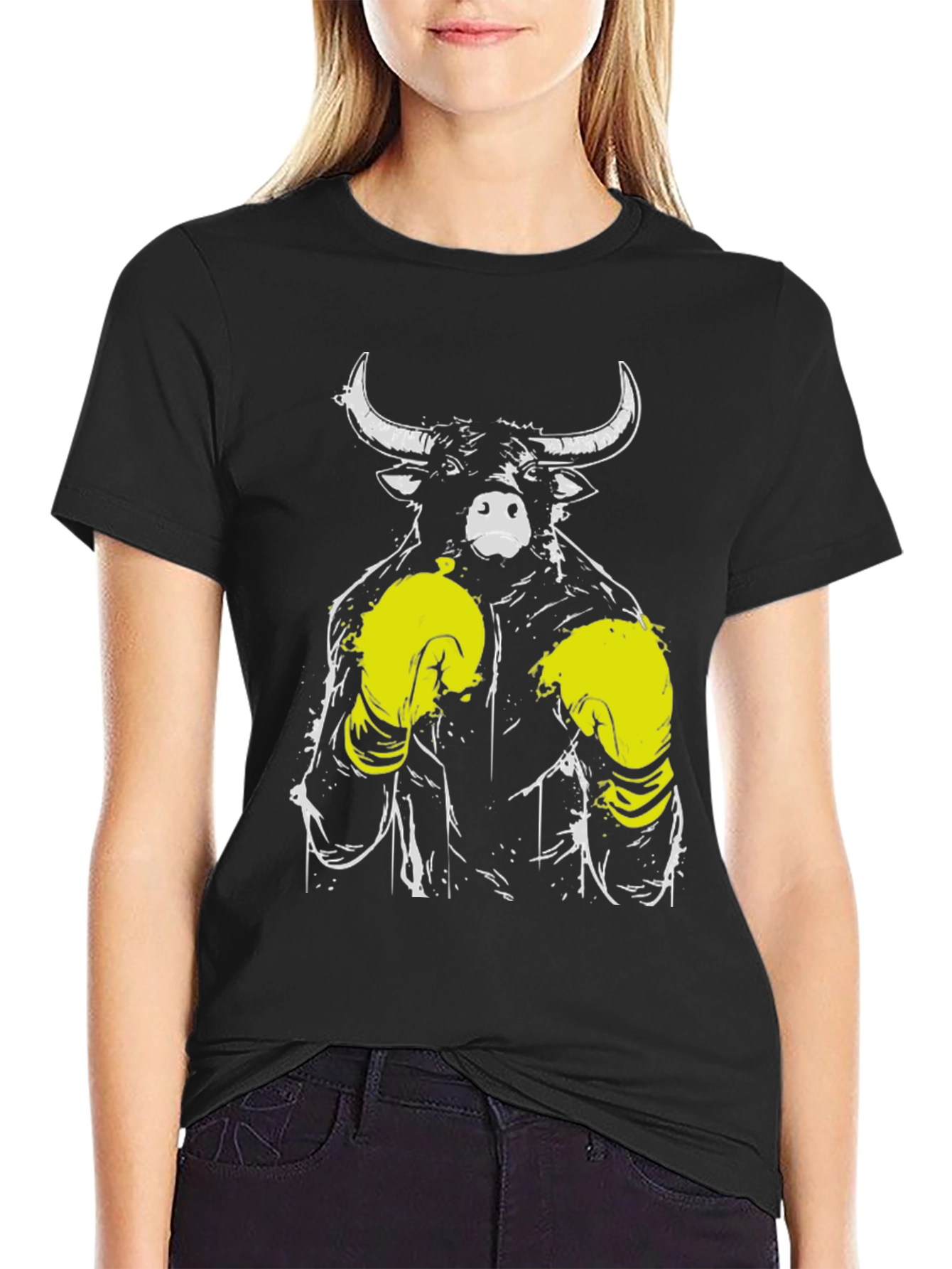Black Bull Boxer Graphic Tee - Men's Black T-Shirt view 2