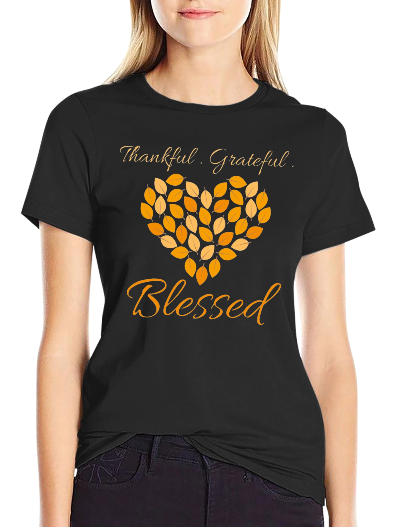 Black Thankful Grateful Blessed Graphic T-Shirt view 2