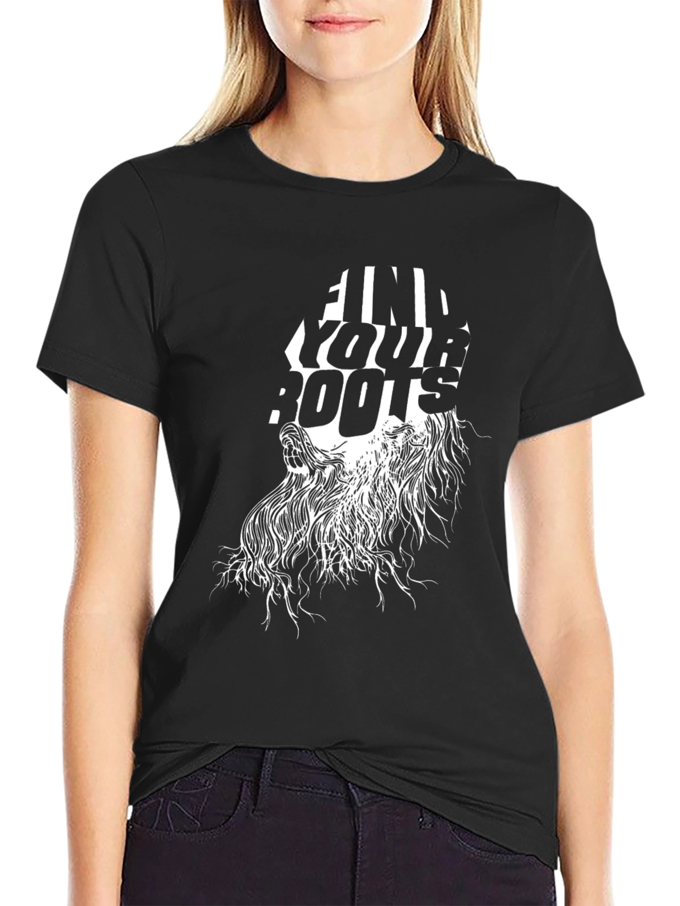 Black Find Your Roots Graphic Tee - Black Unisex T-Shirt view 2