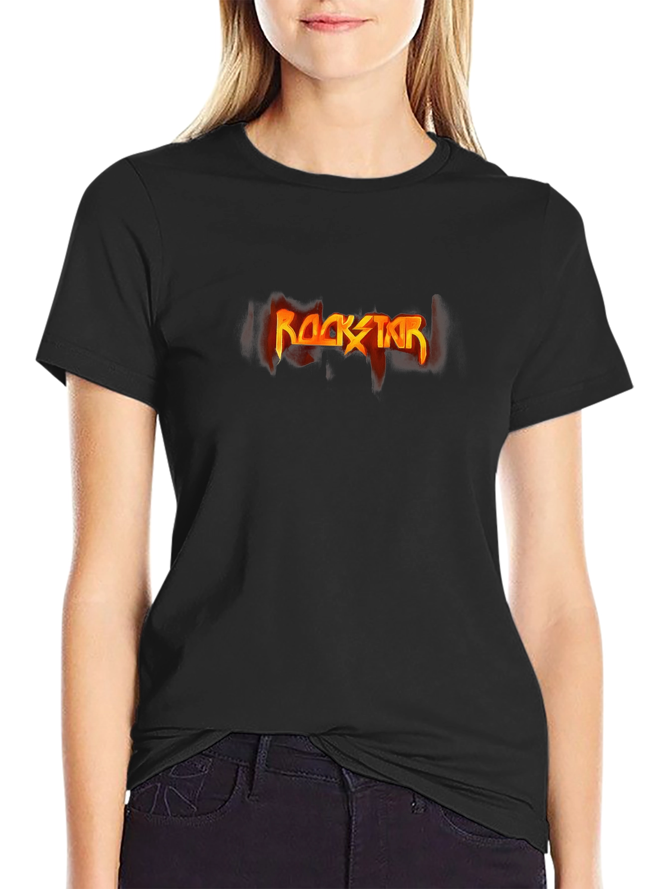 Black Rockstar Graphic Black T-Shirt view 2