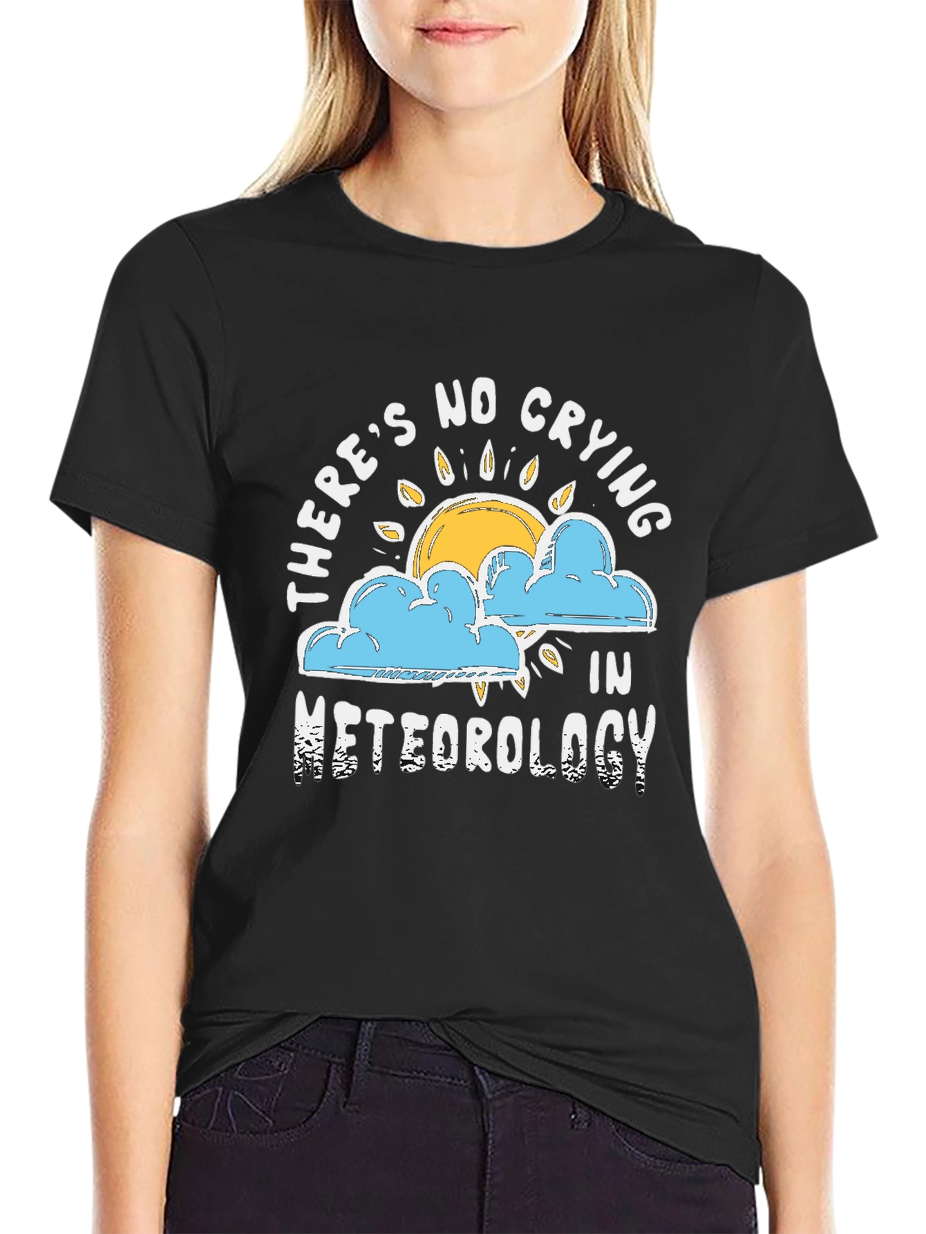 Black Funny Meteorology T-Shirt - No Crying in Meteorology view 2