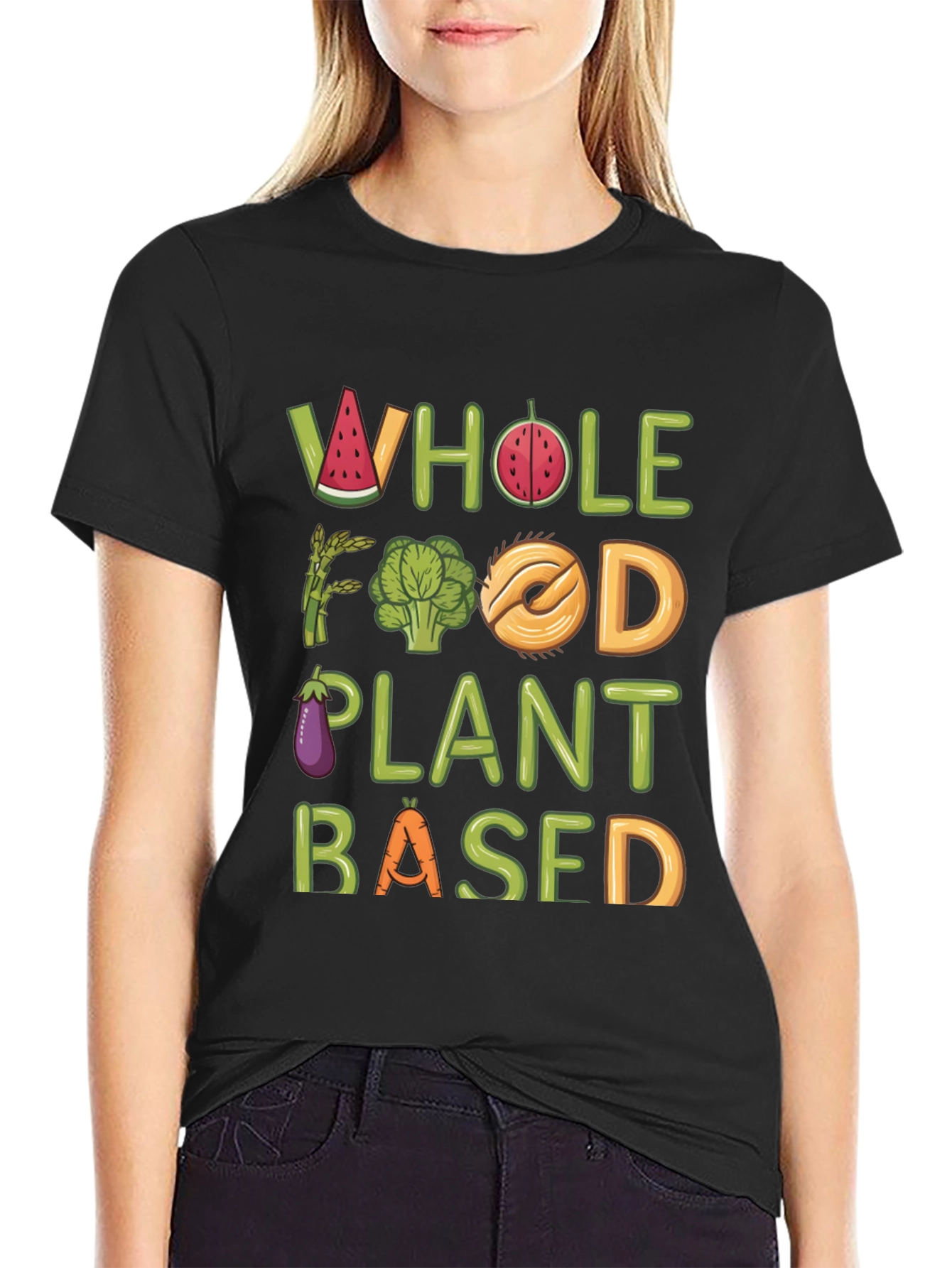 Black Whole Food Plant Based T-Shirt - Vegan Tee view 2