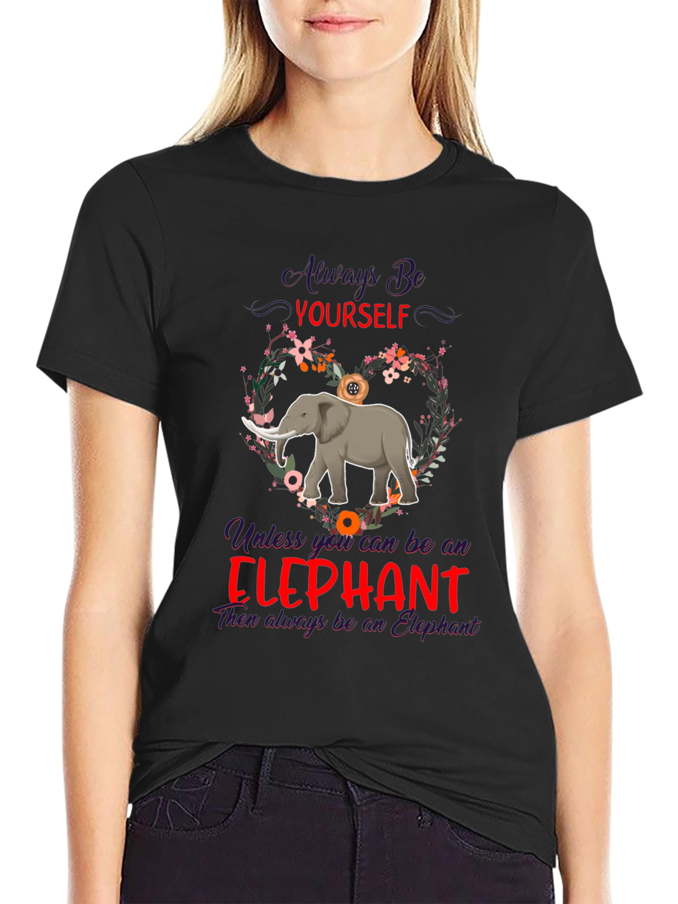 Black Always Be Yourself Elephant T-Shirt view 2