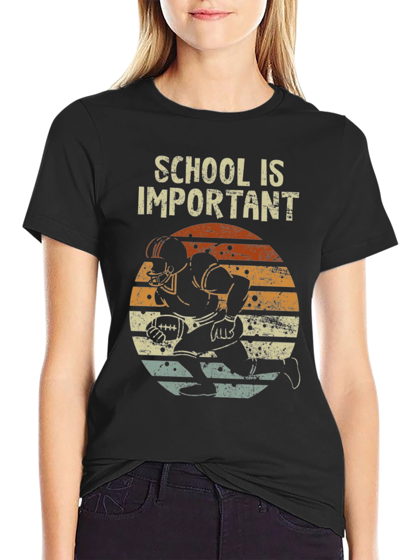 Black School is Important Football Graphic Tee view 2