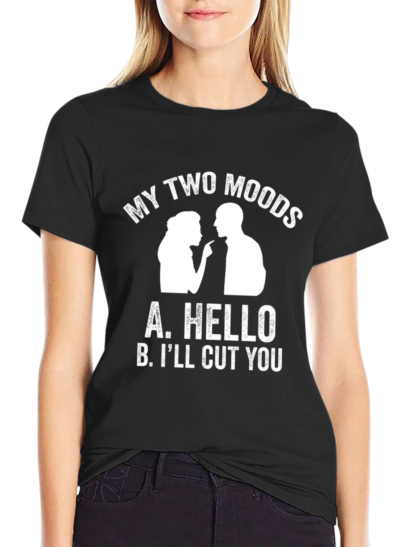 Black My Two Moods Graphic Tee - Funny Sarcastic T-Shirt view 2
