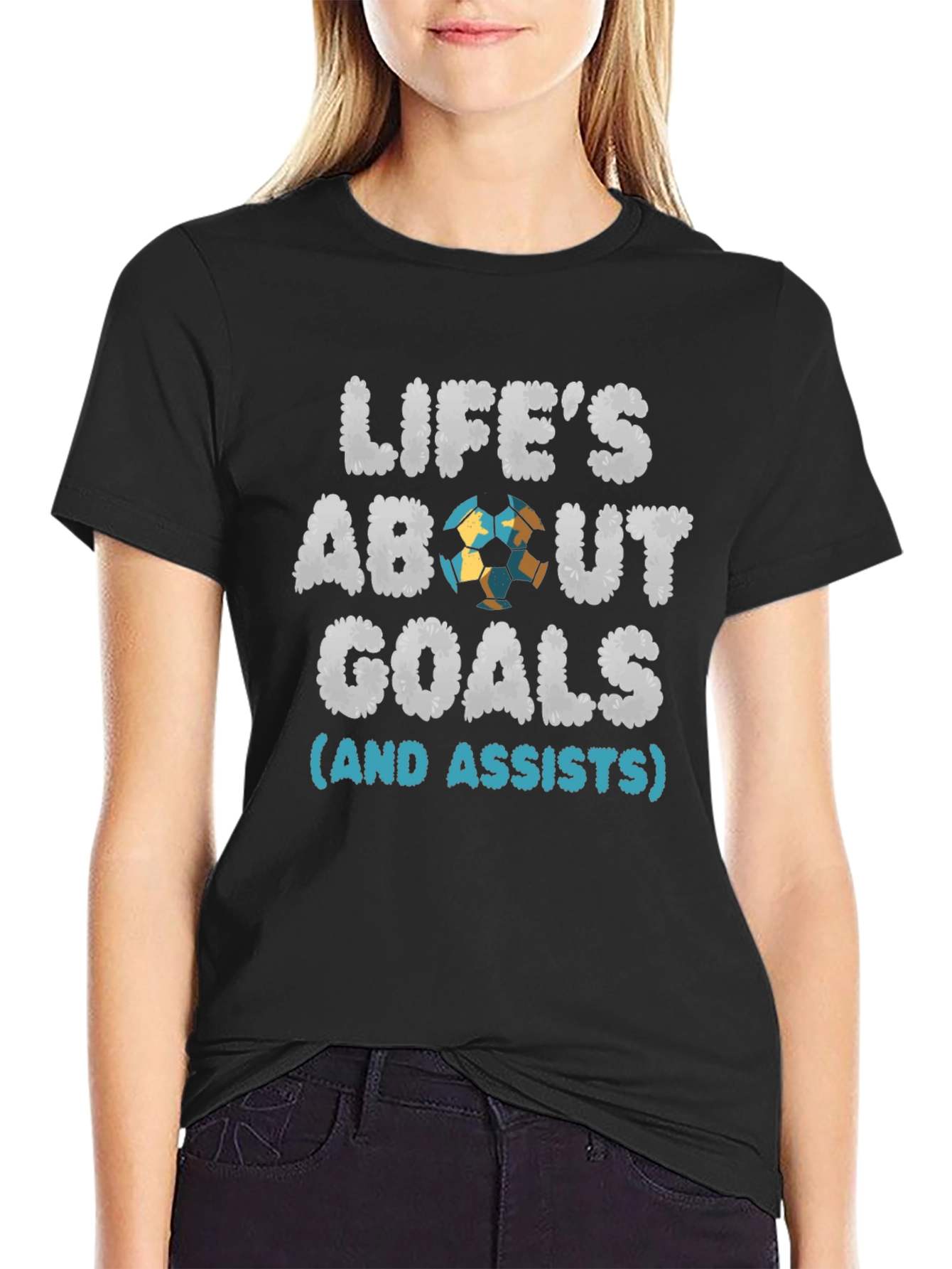 Black Life's About Goals Soccer T-Shirt view 2