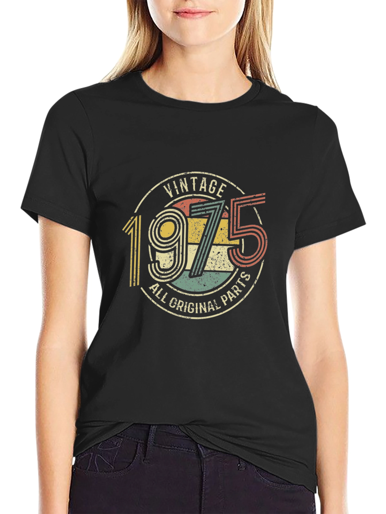 Black Vintage 1975 All Original Parts T-Shirt view 2