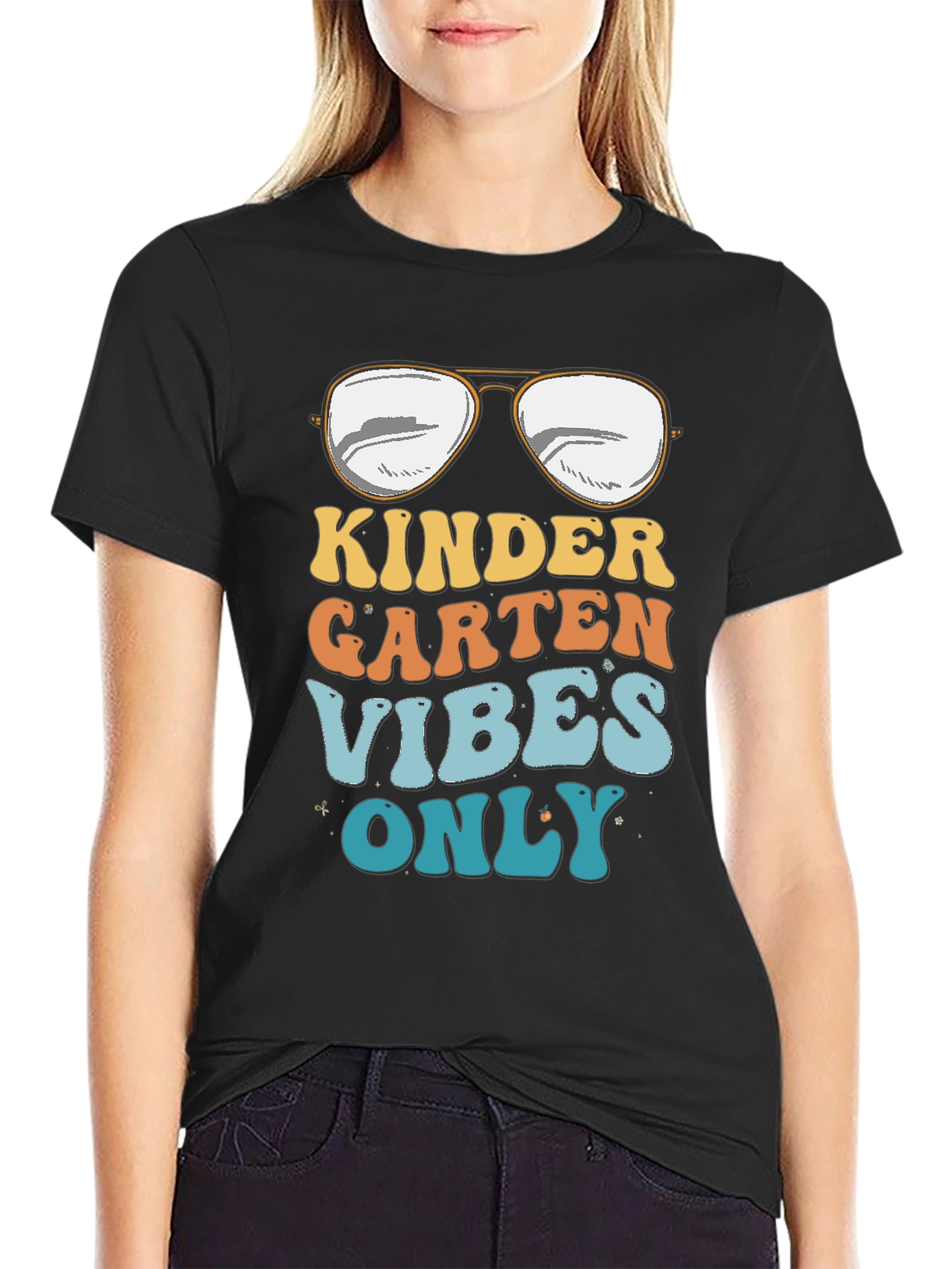 Black Kindergarten Vibes Only Graphic Tee view 2