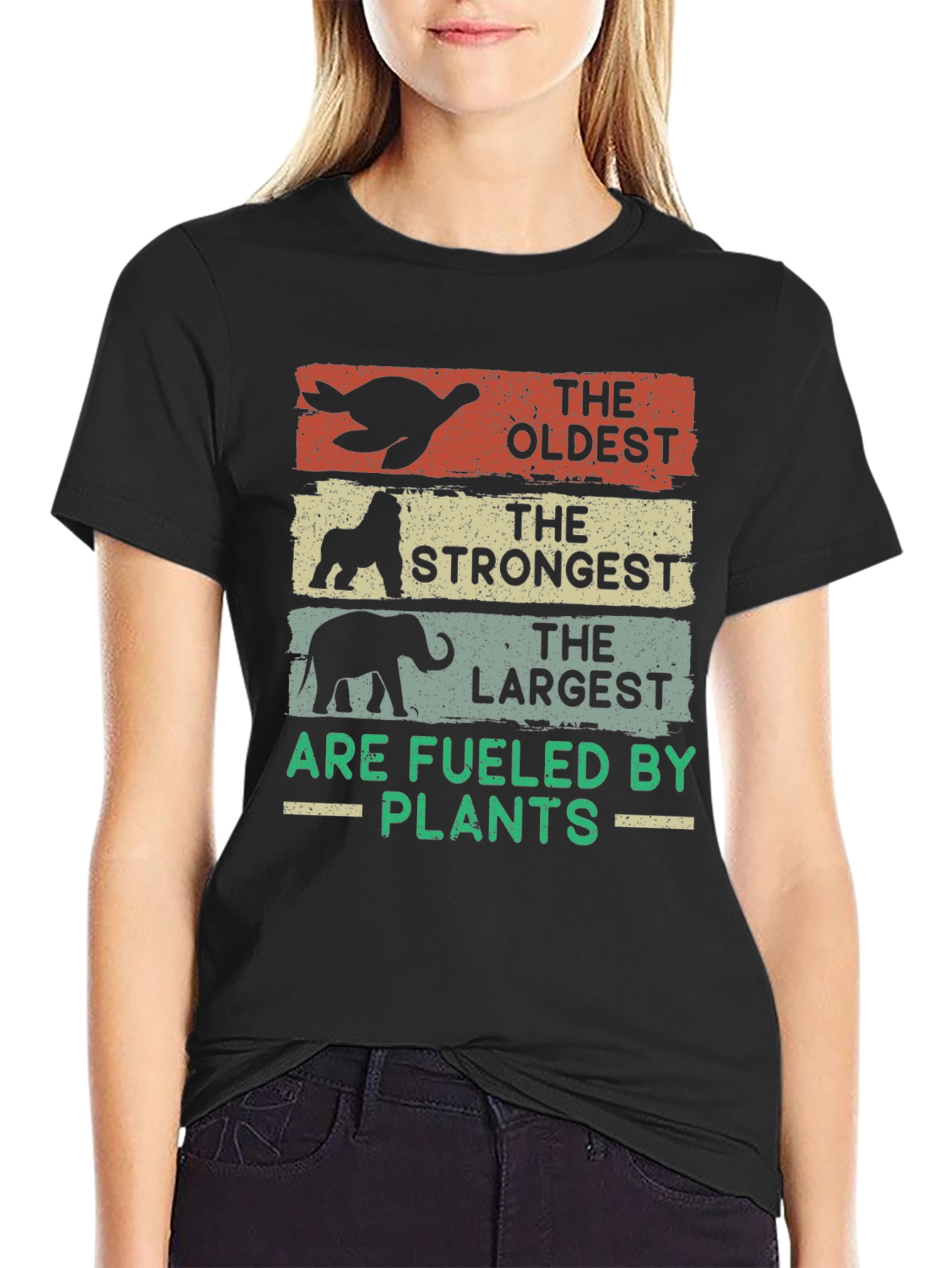 Black Oldest, Strongest, Largest - Vegan T-Shirt view 2