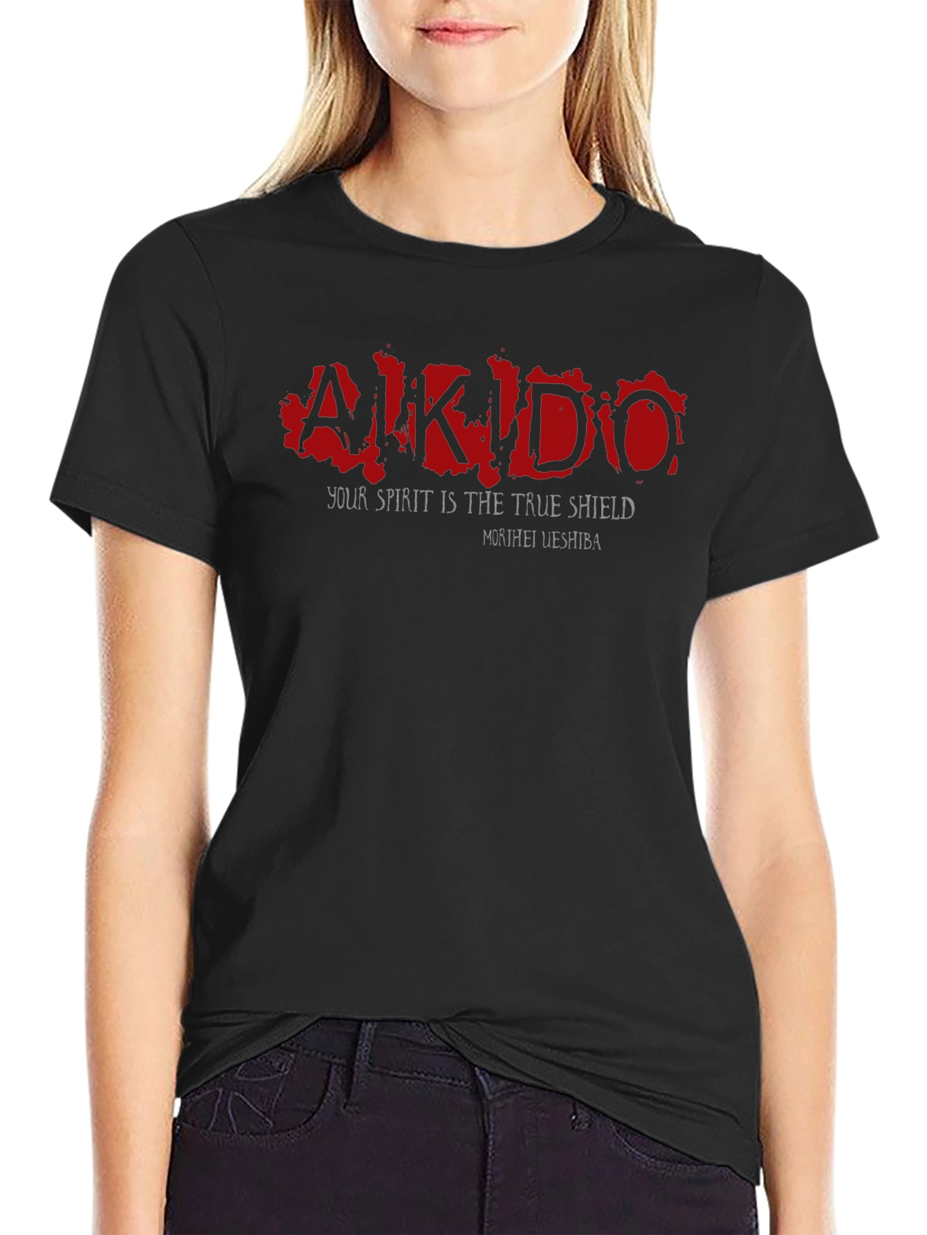 Black Aikido Spirit Shield Graphic Tee view 2