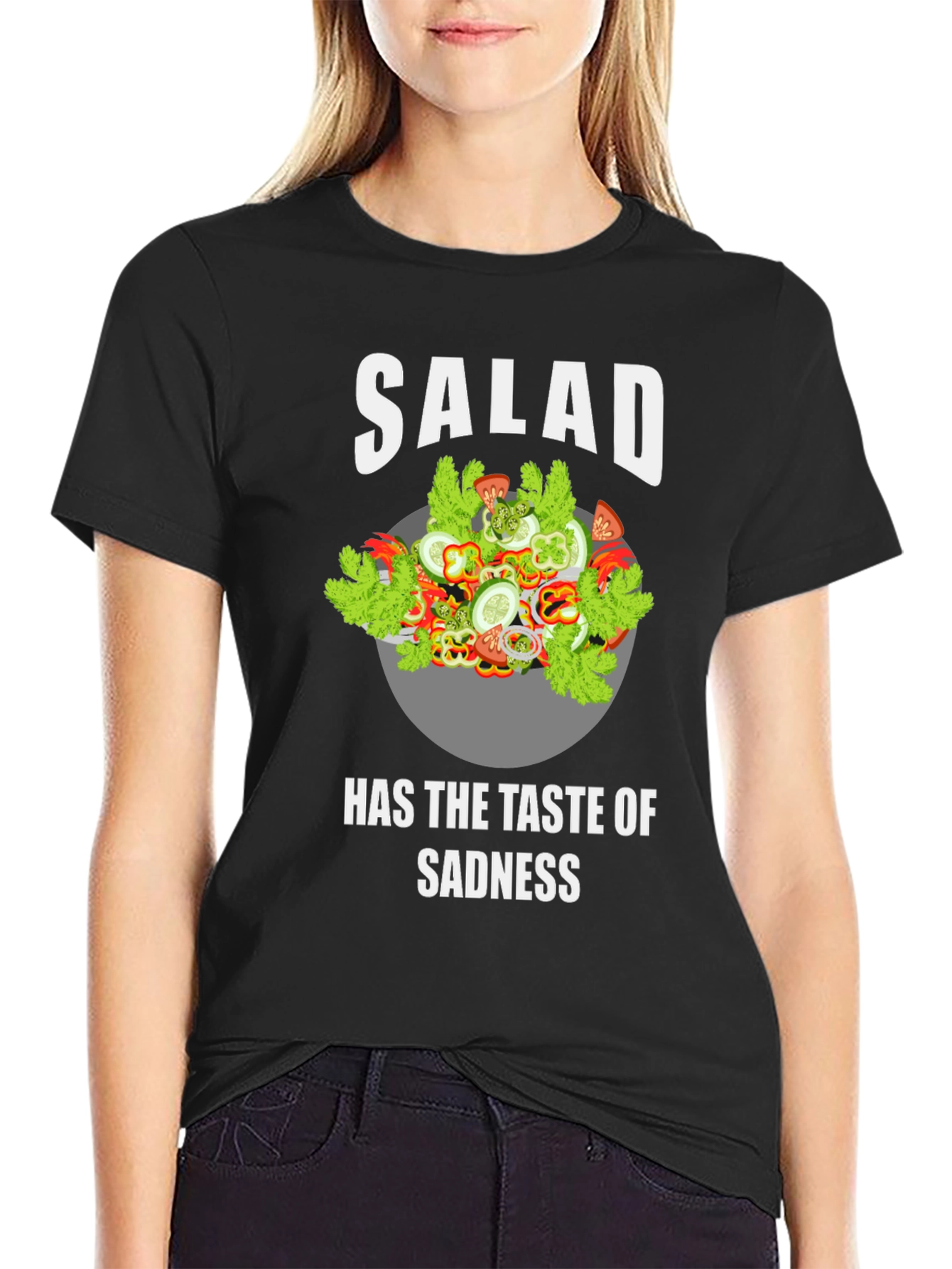 Black Salad Taste of Sadness Graphic T-Shirt - Funny Tee view 2