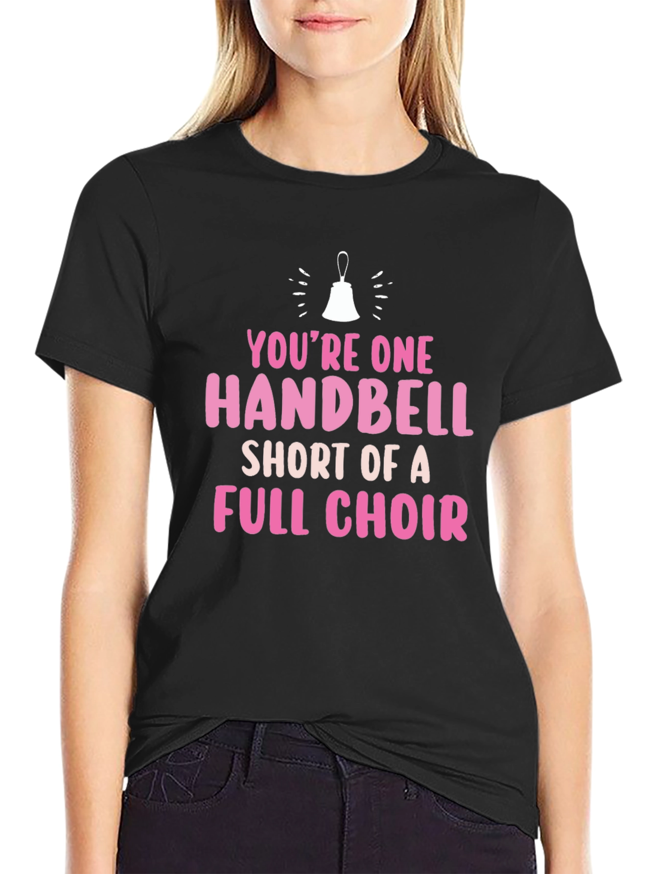 Black Handbell Choir T-Shirt - Funny Music Gift view 2