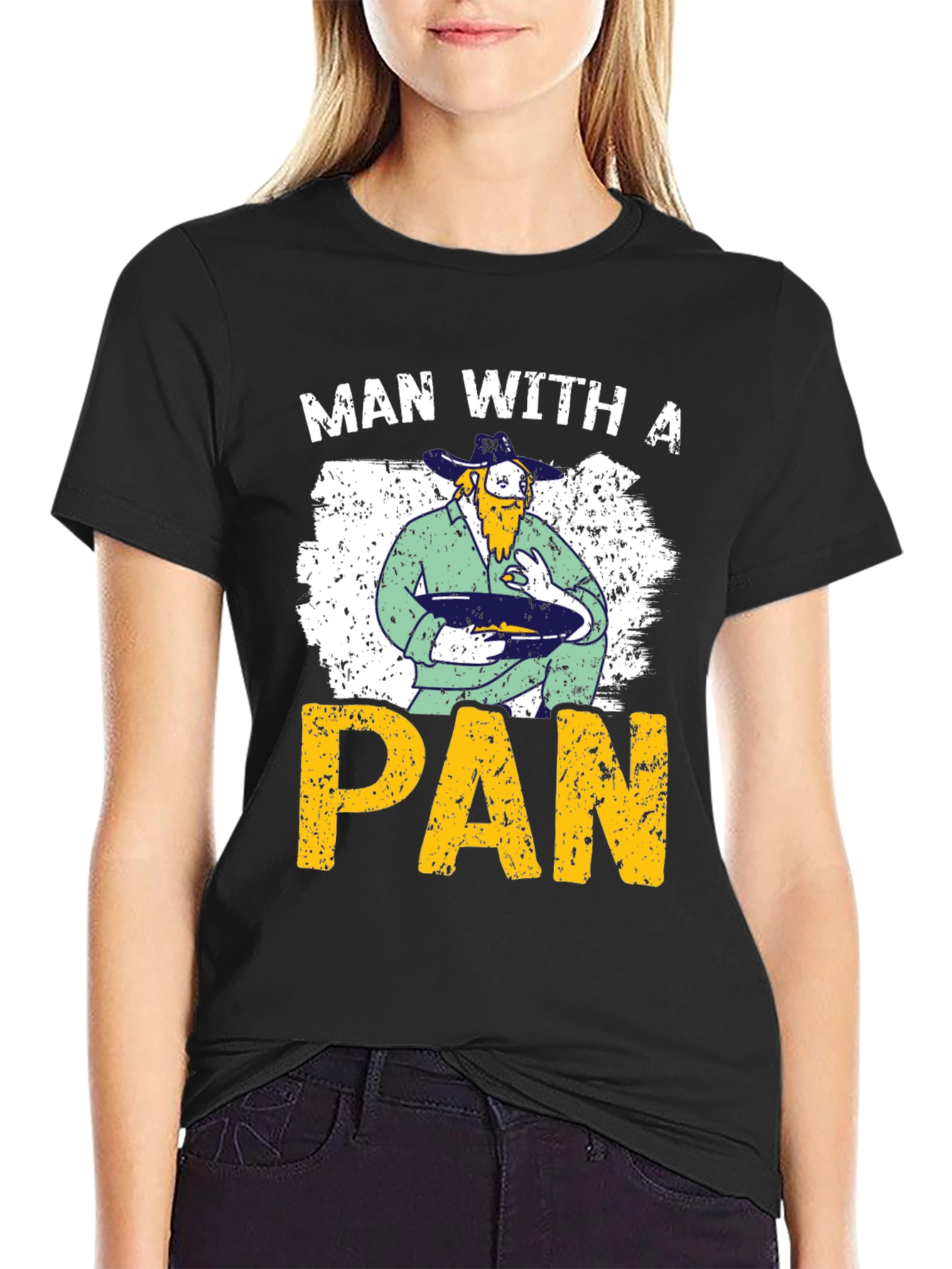 Black Man with a Pan Novelty T-Shirt view 2