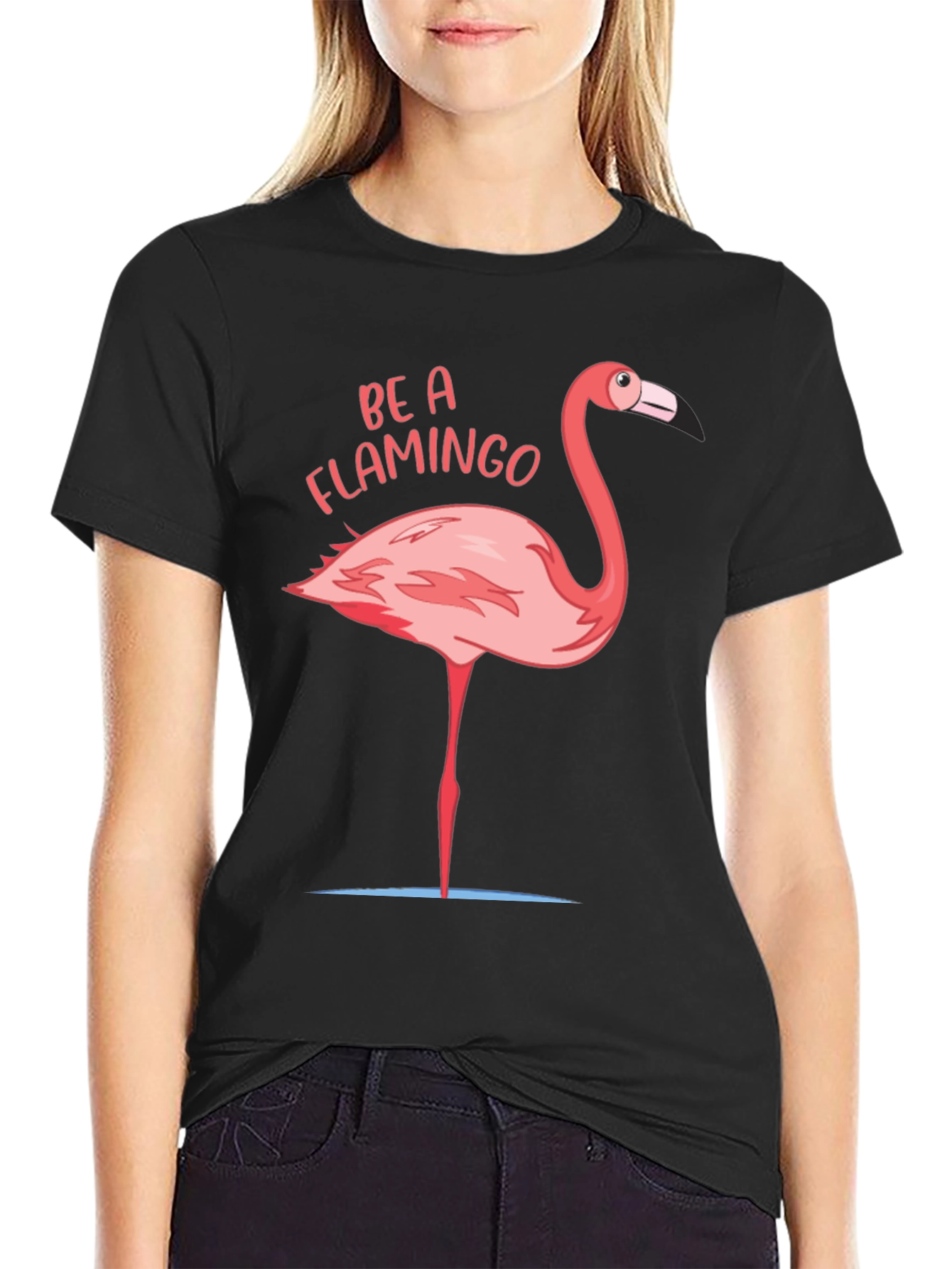 Black Be A Flamingo Graphic T-Shirt view 2