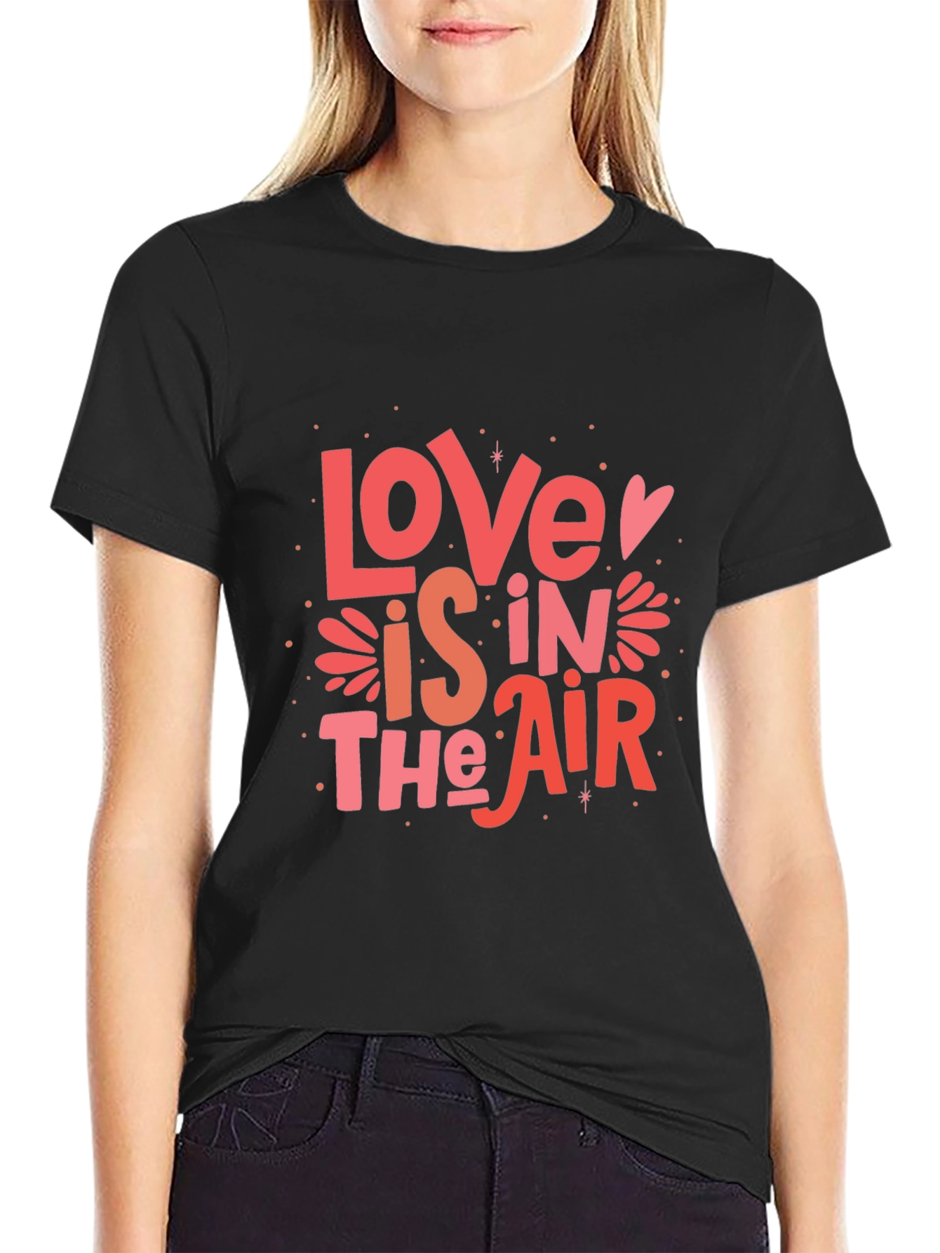 Black Love is in the Air Graphic Black T-Shirt view 2