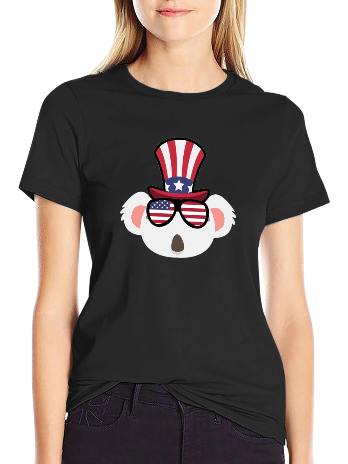 Black Patriotic Koala T-Shirt - USA Pride! view 2