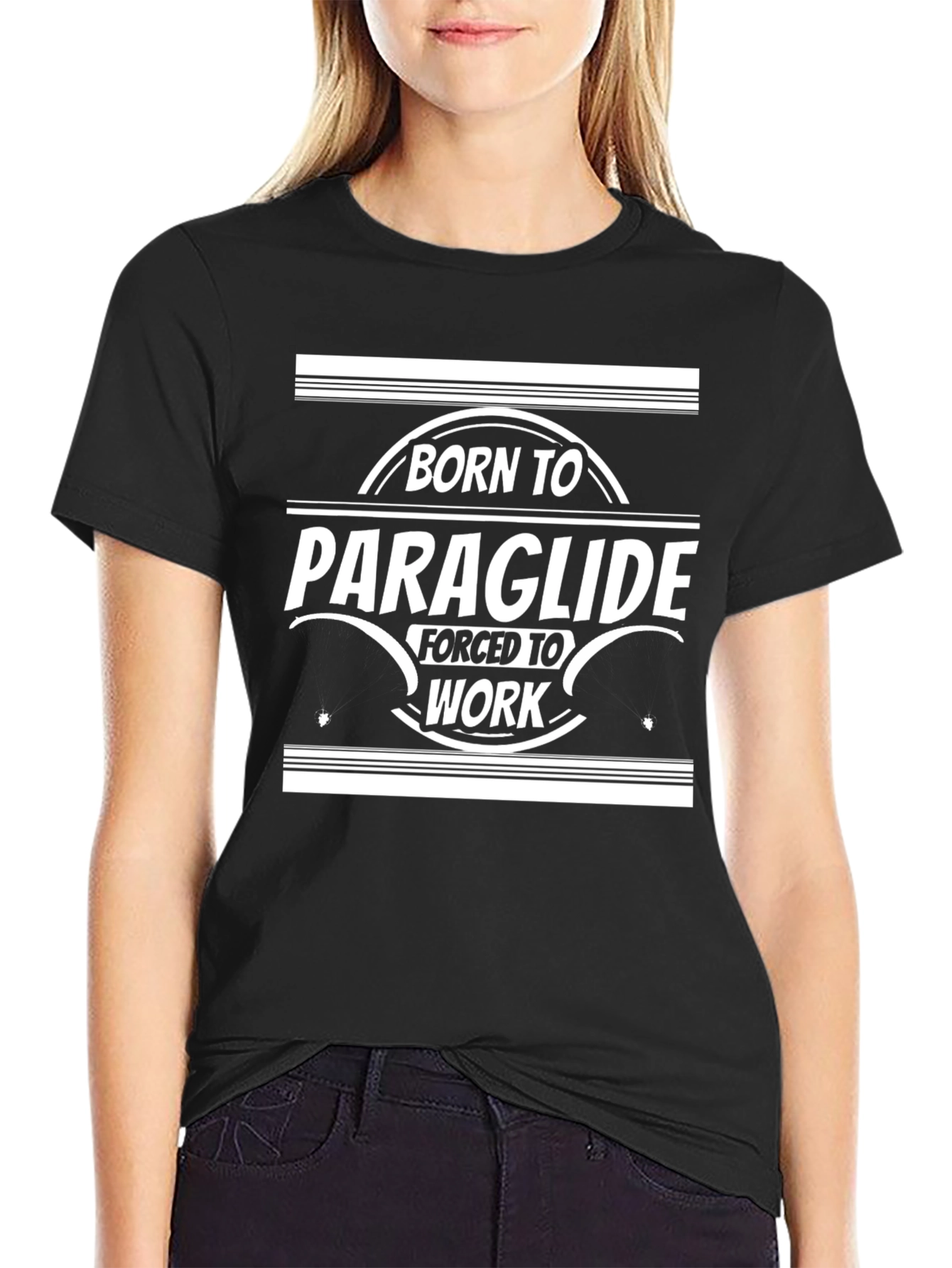 Black Born to Paraglide Men's Graphic T-Shirt view 2