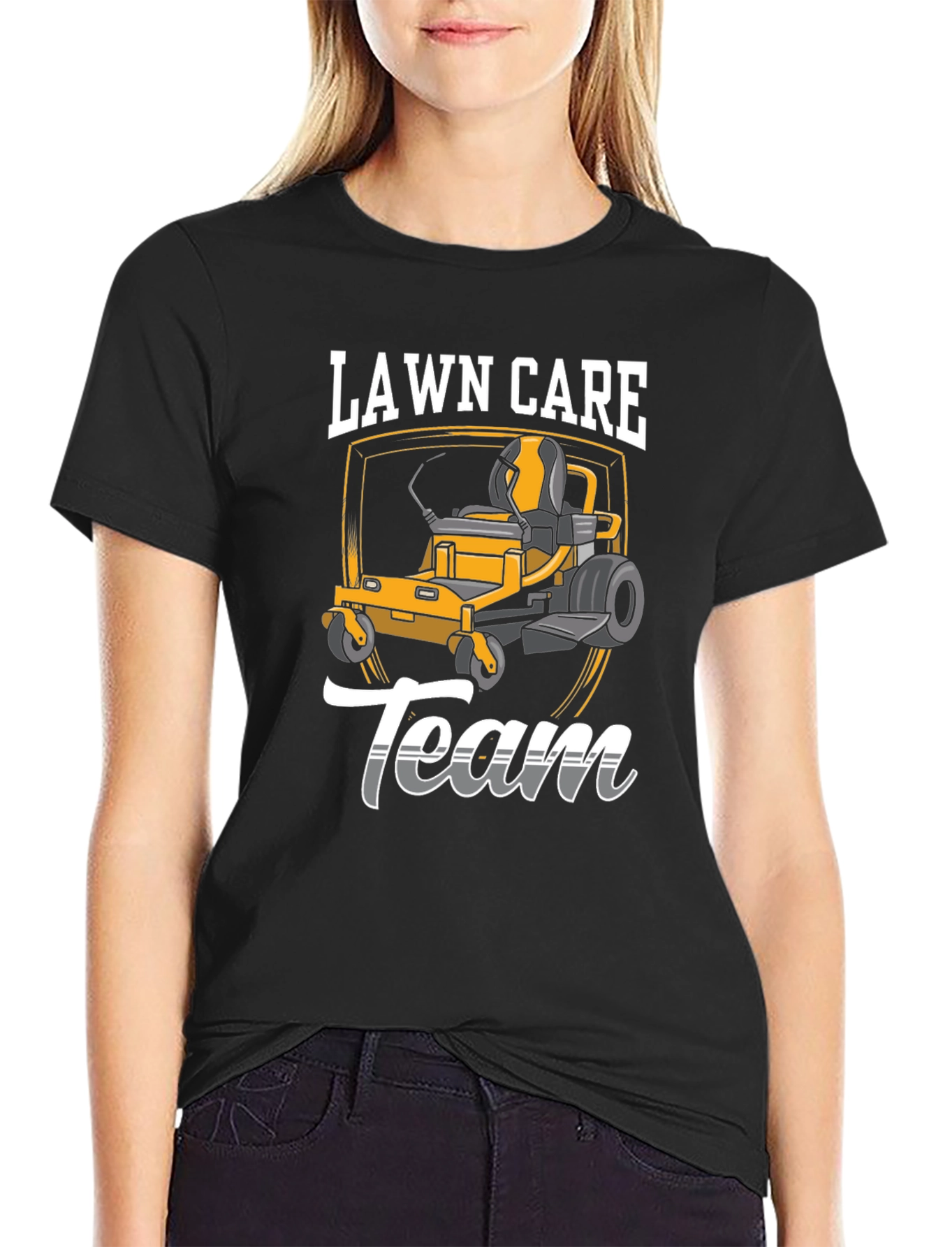 Black Lawn Care Team Graphic Tee - Black Cotton Blend T-Shirt view 2